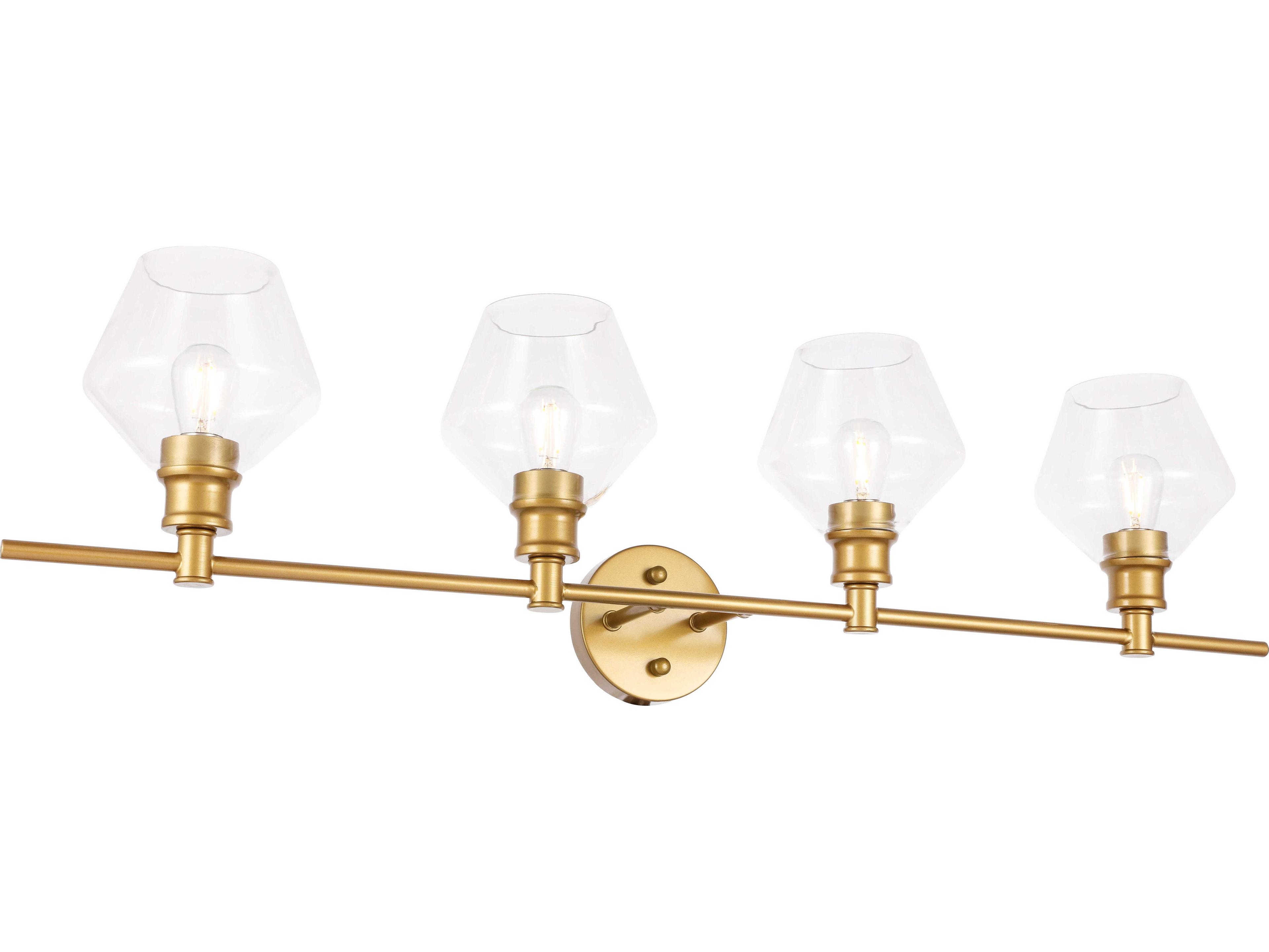 Elegant Lighting Gene 4-Light Brass Glass LED Vanity Light