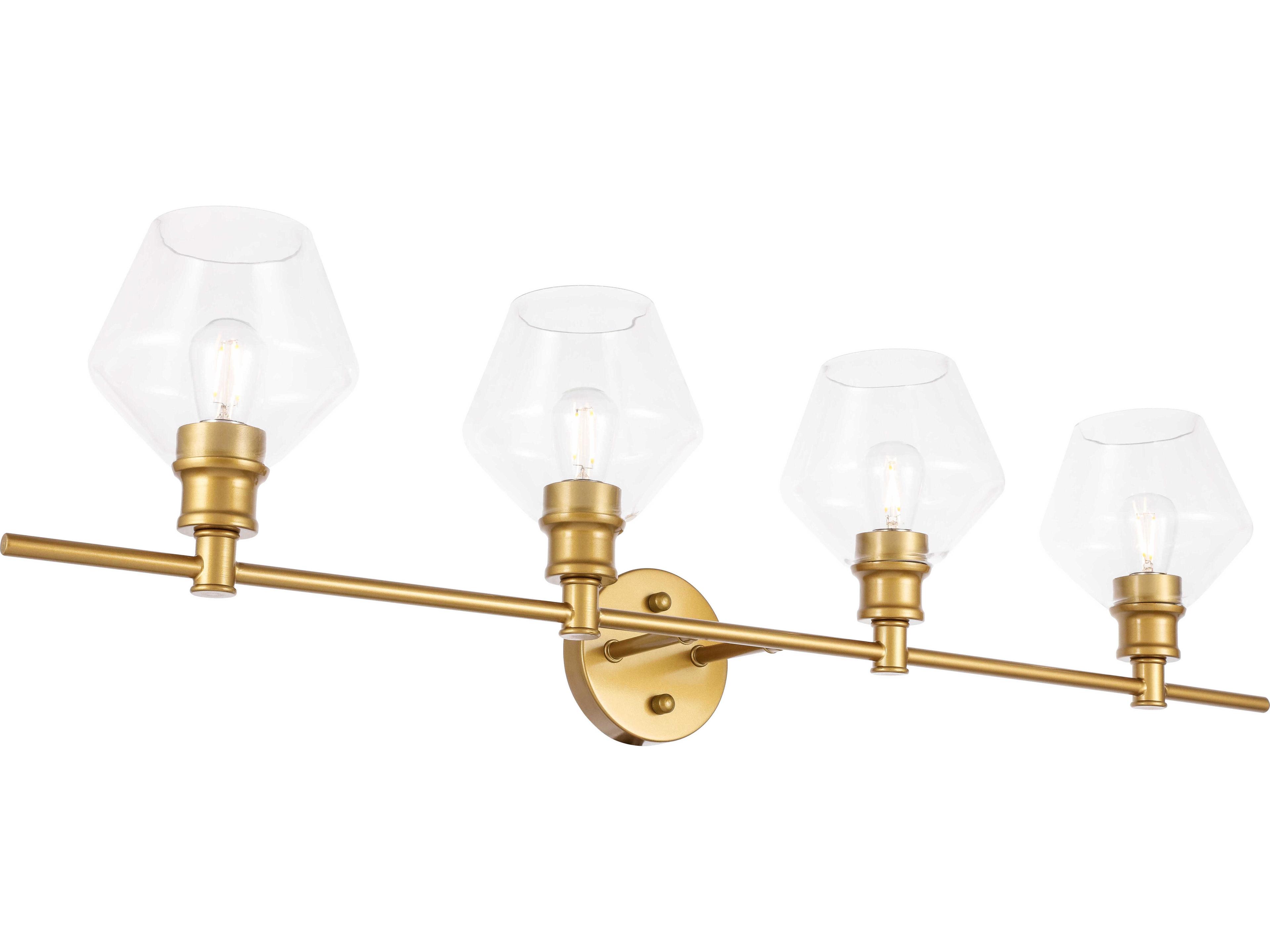 Elegant Lighting Gene 4-Light Brass Glass LED Vanity Light
