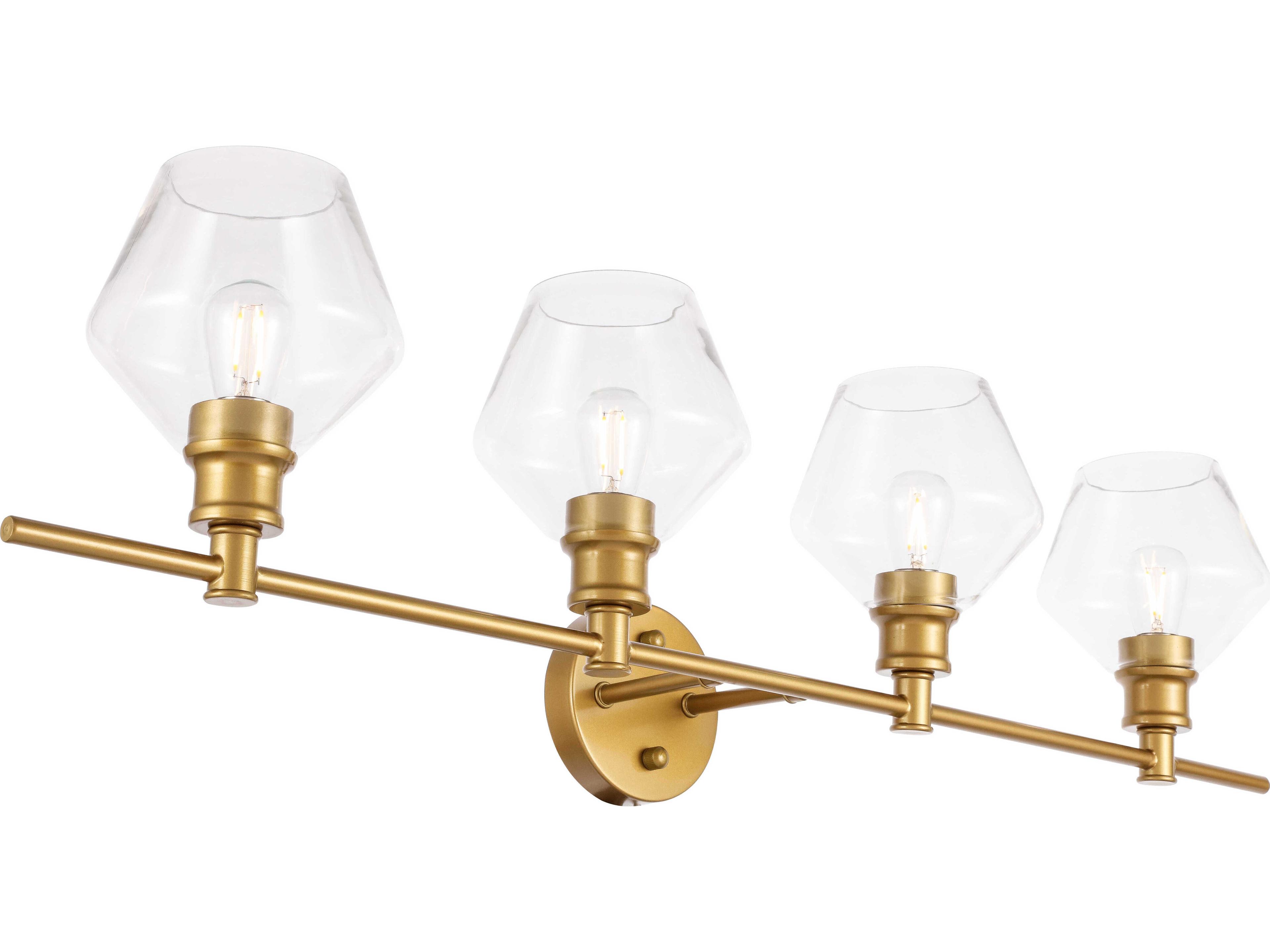Elegant Lighting Gene 4-Light Brass Glass LED Vanity Light
