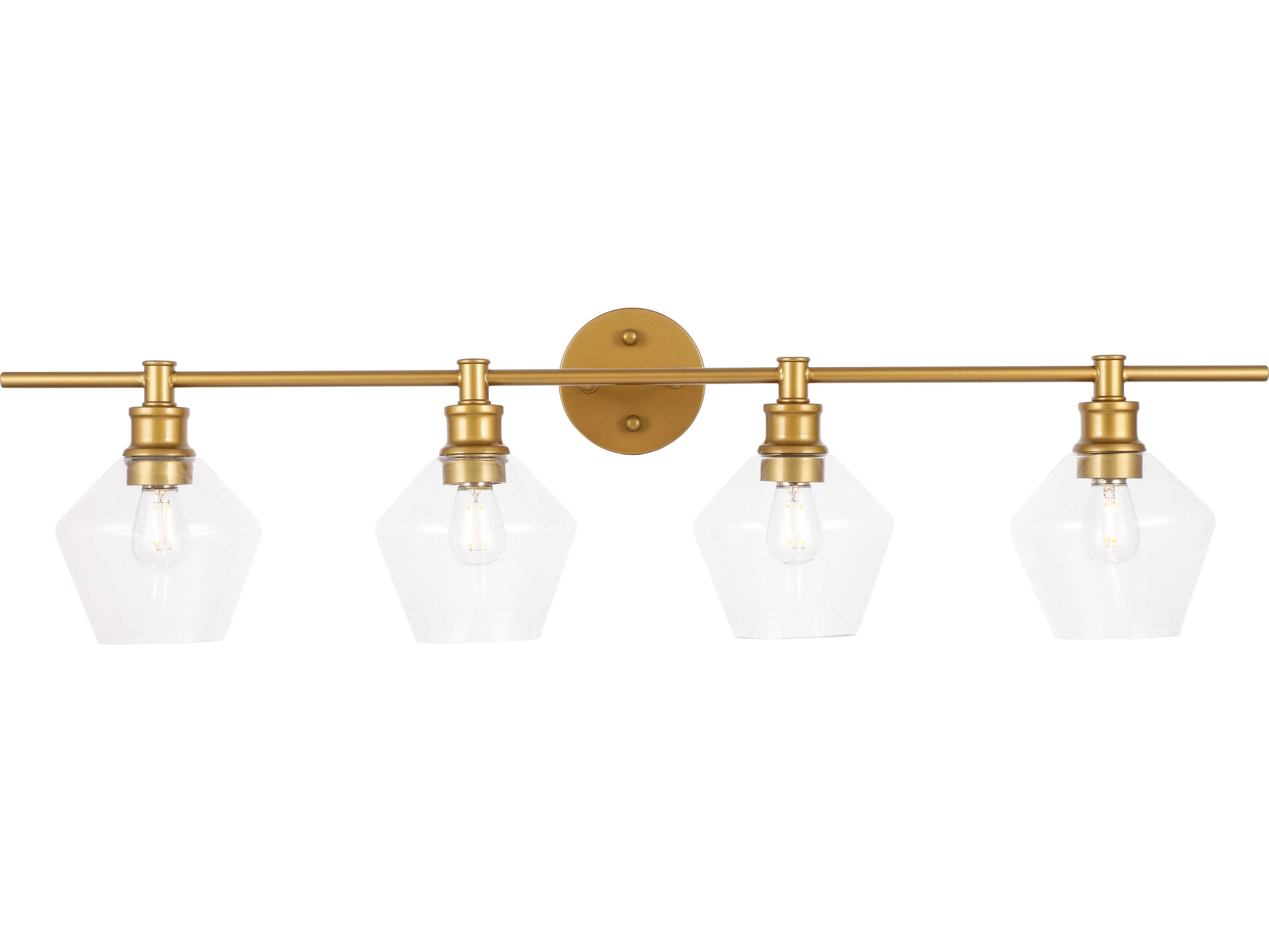 Elegant Lighting Gene 4-Light Brass Glass LED Vanity Light