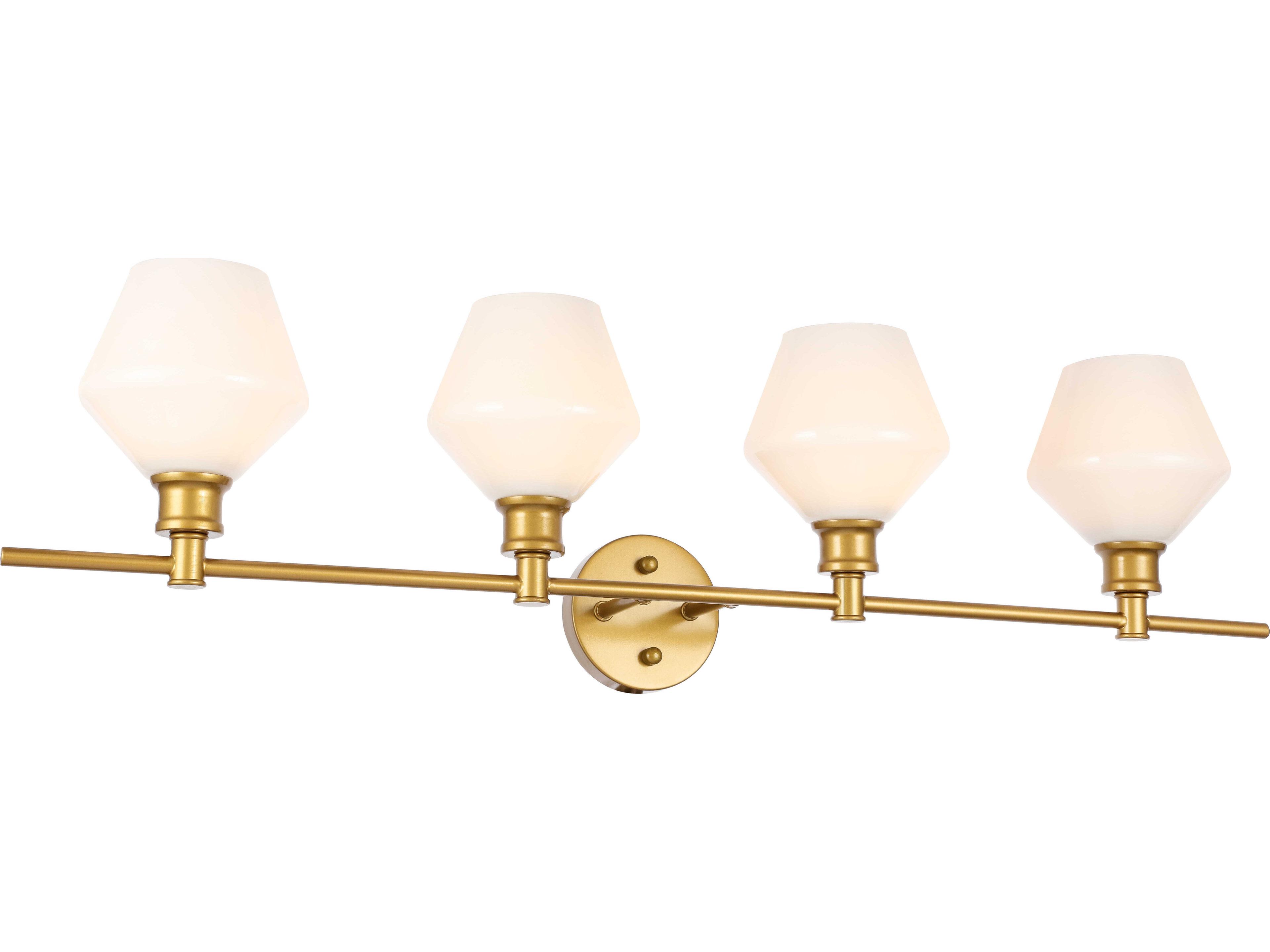 Elegant Lighting Gene 4-Light Brass Glass LED Vanity Light