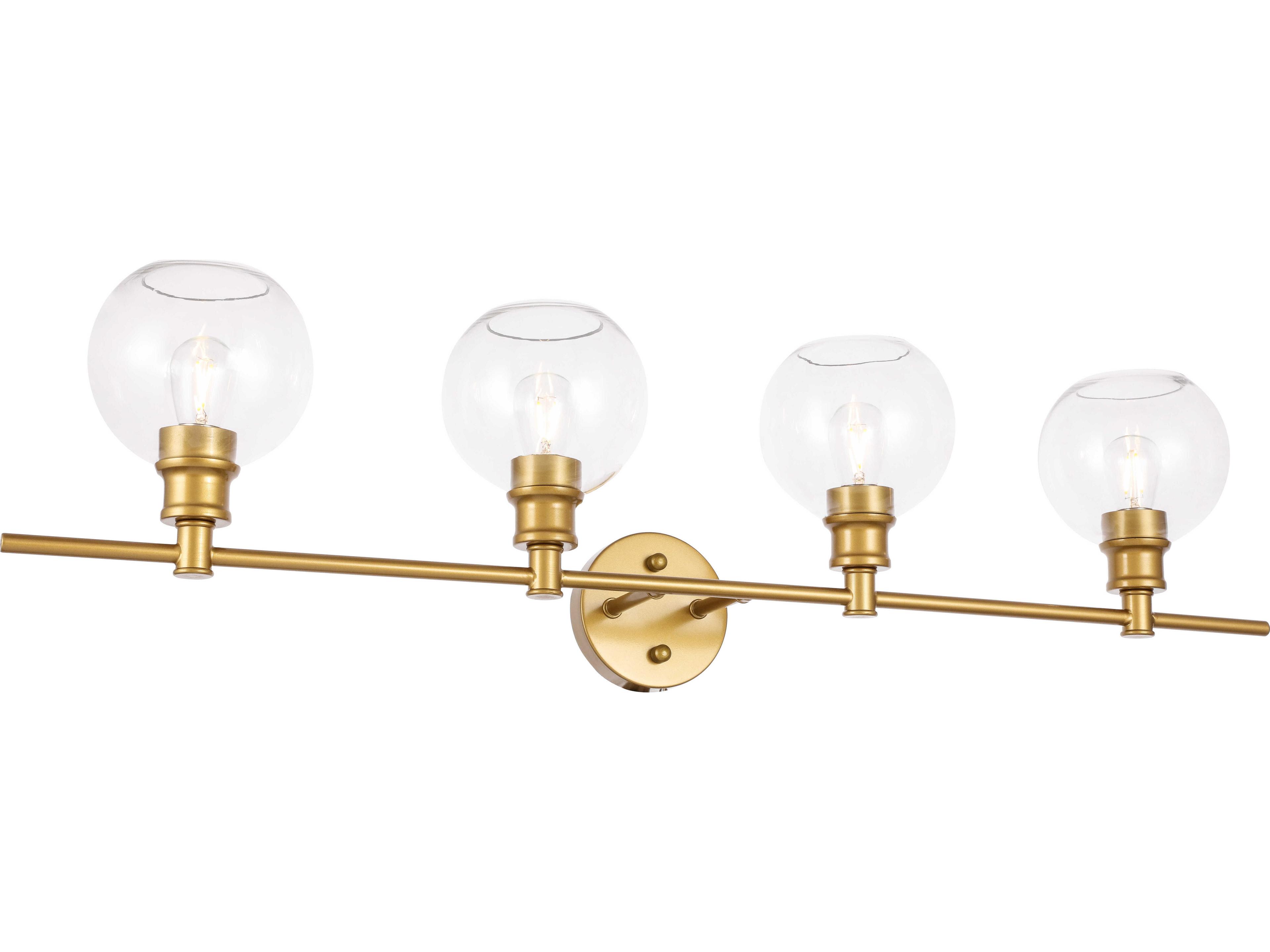 Elegant Lighting Collier 4-Light Brass Glass LED Vanity Light