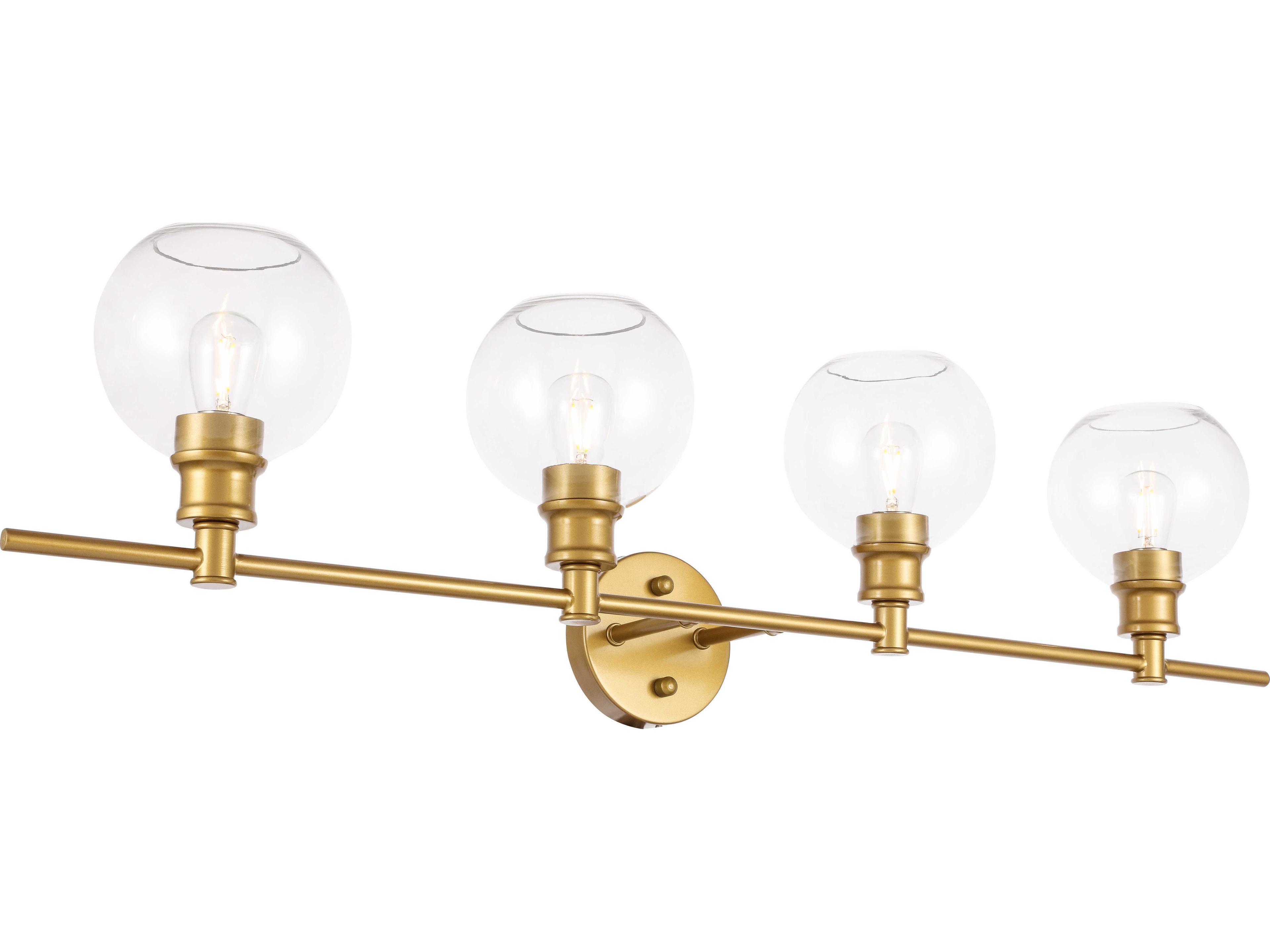 Elegant Lighting Collier 4-Light Brass Glass LED Vanity Light