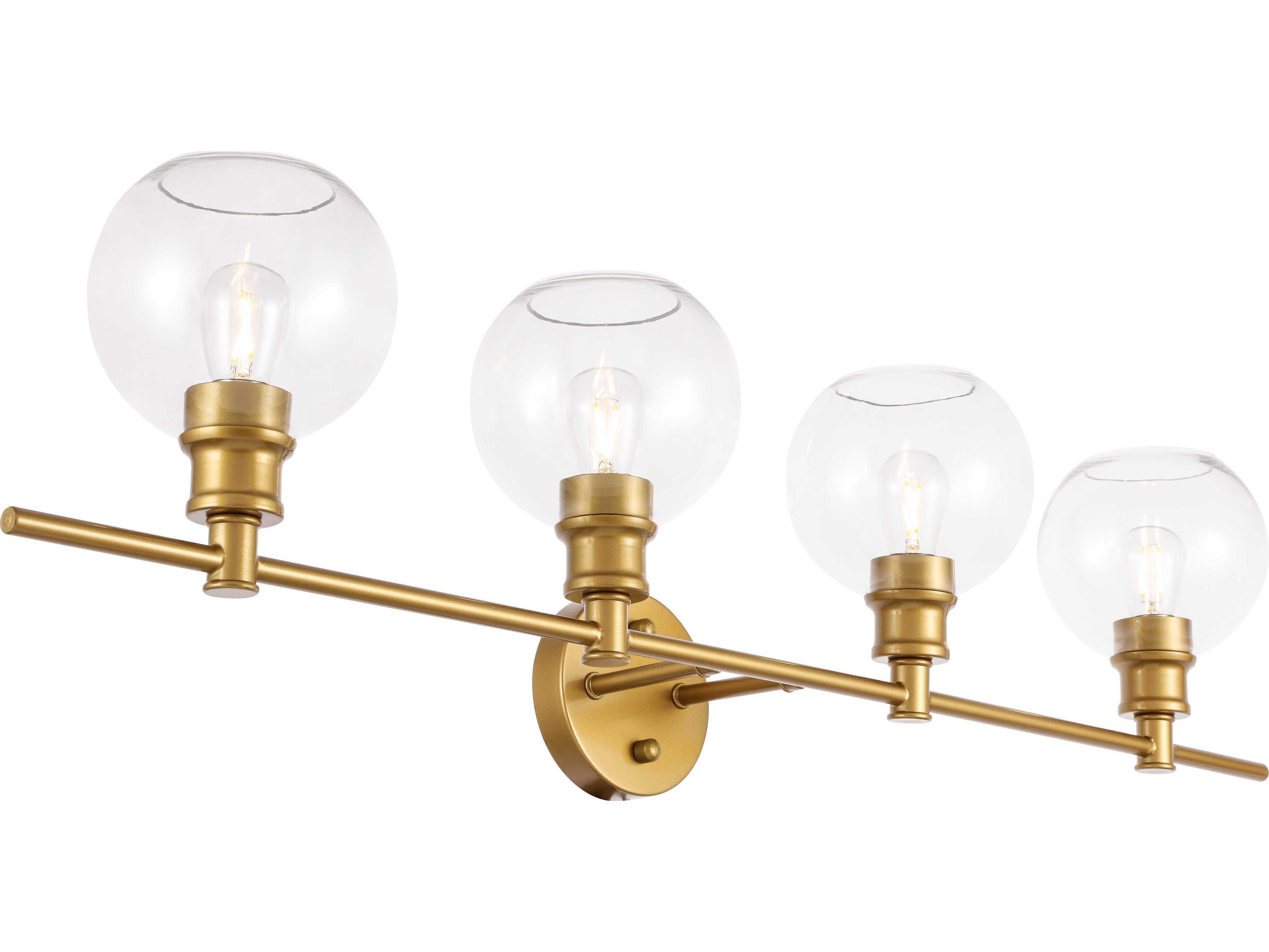 Elegant Lighting Collier 4-Light Brass Glass LED Vanity Light