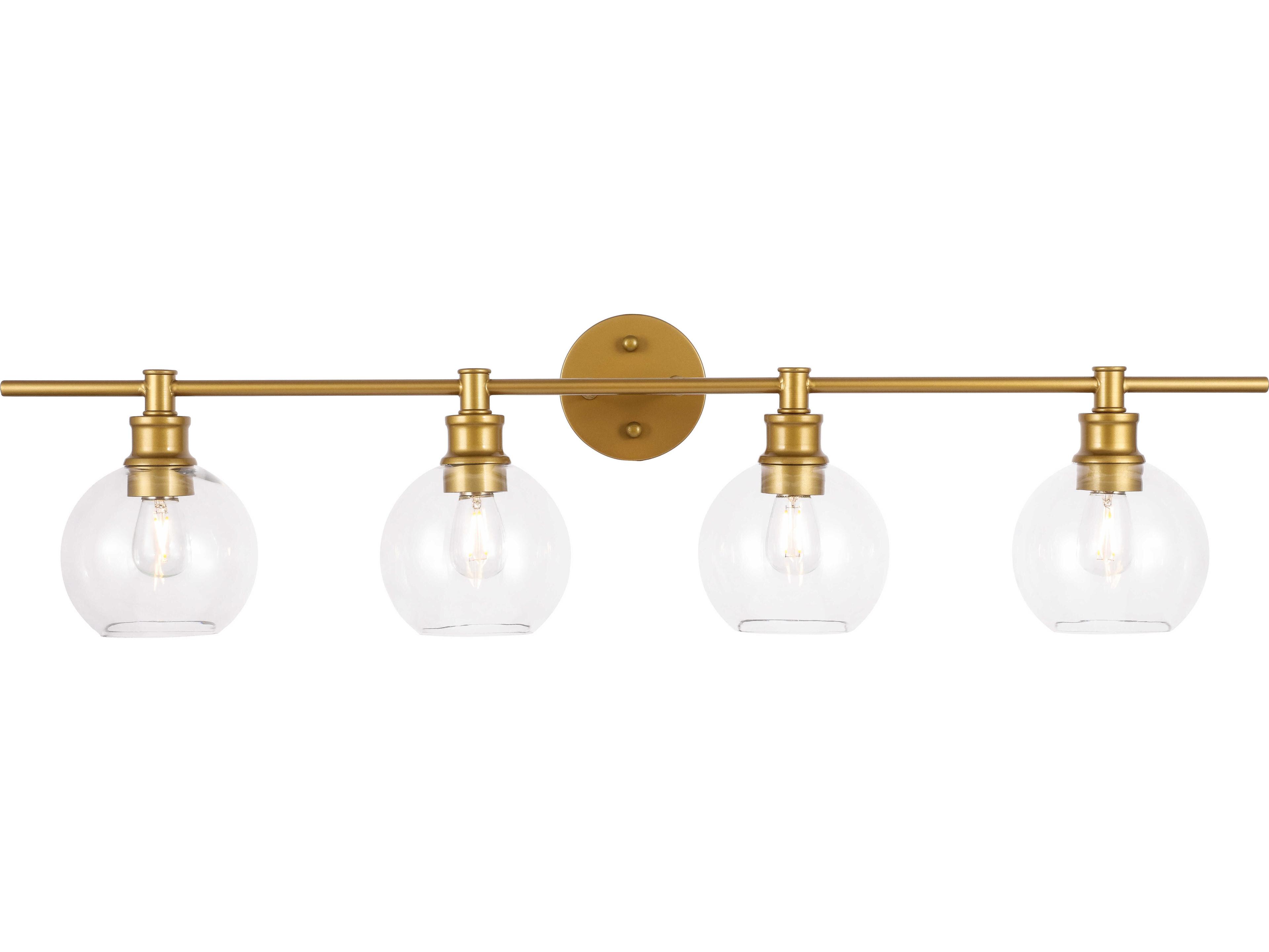 Elegant Lighting Collier 4-Light Brass Glass LED Vanity Light