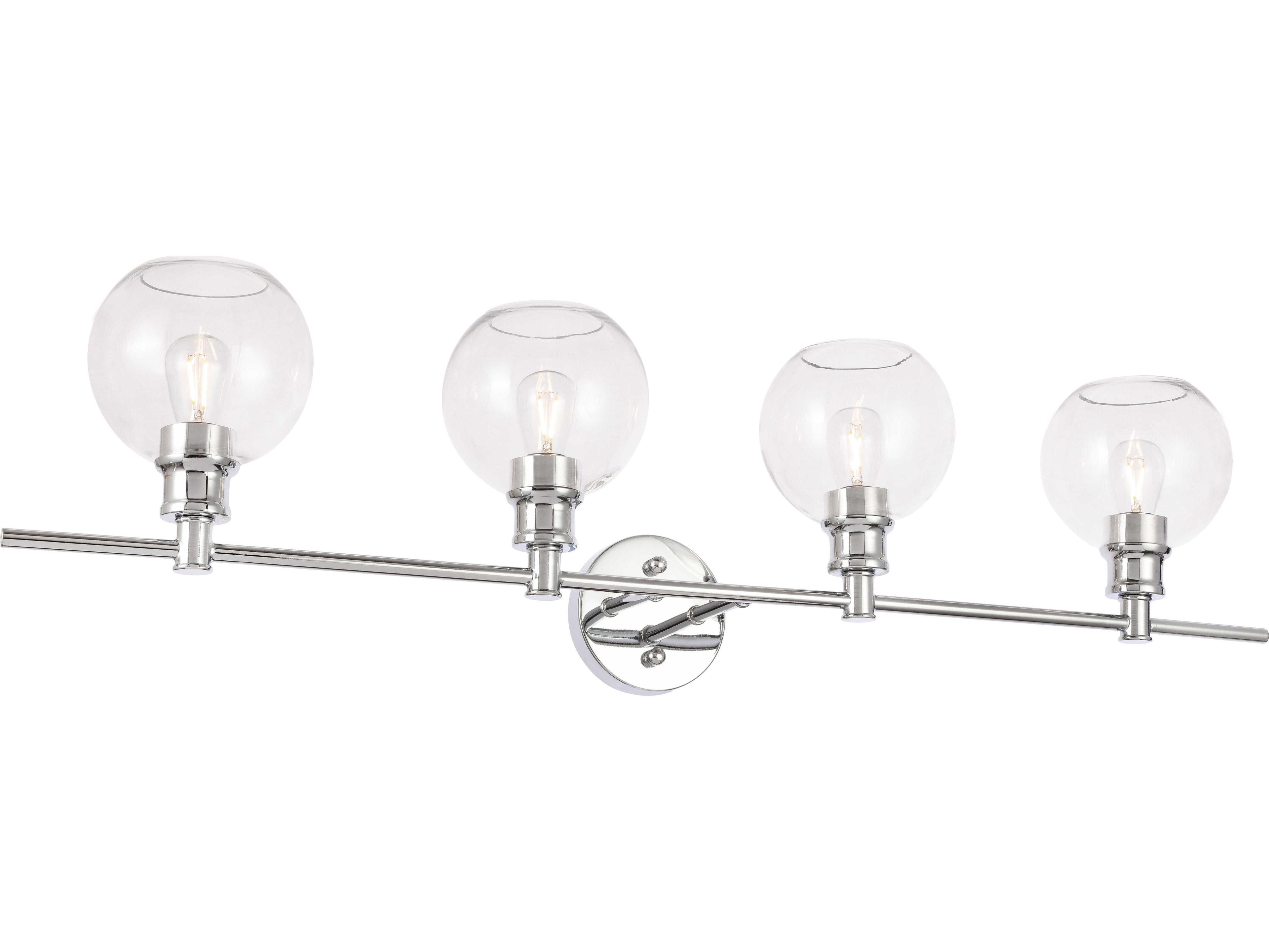 Elegant Lighting Collier 4-Light Chrome Glass LED Vanity Light