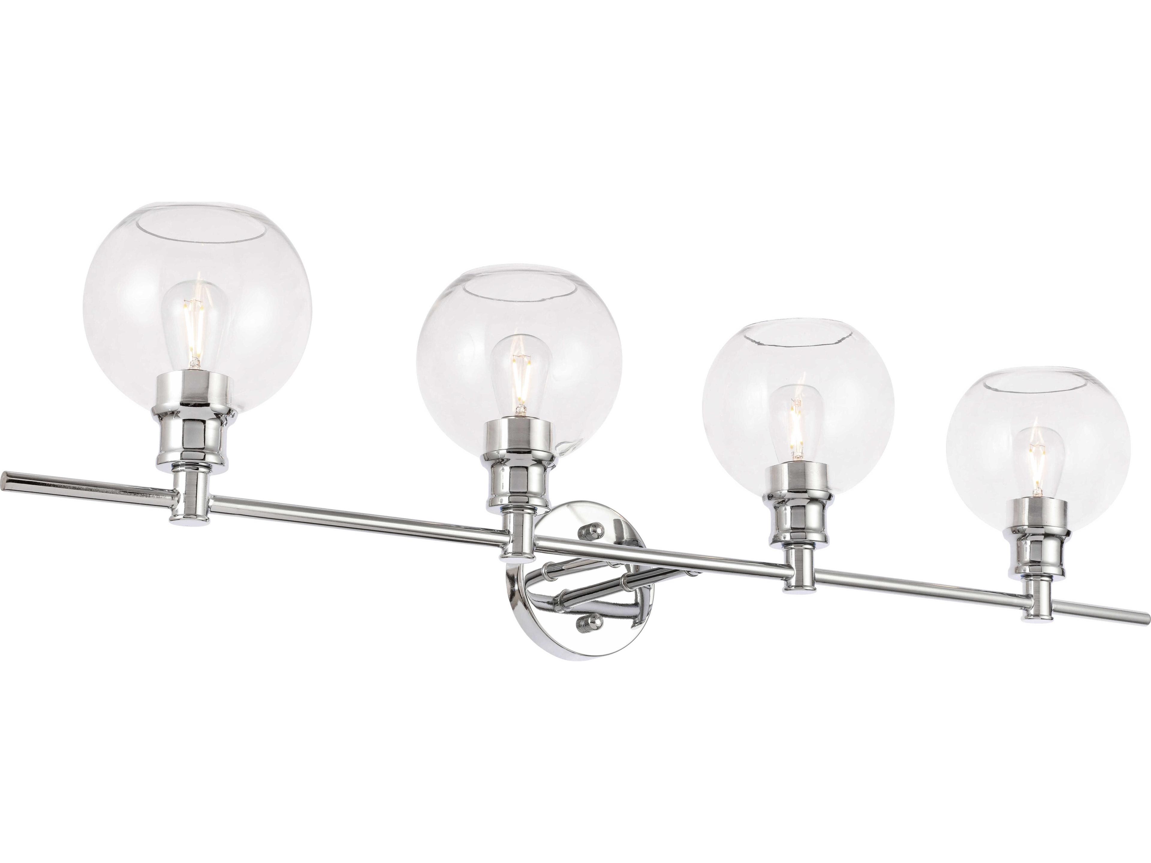 Elegant Lighting Collier 4-Light Chrome Glass LED Vanity Light