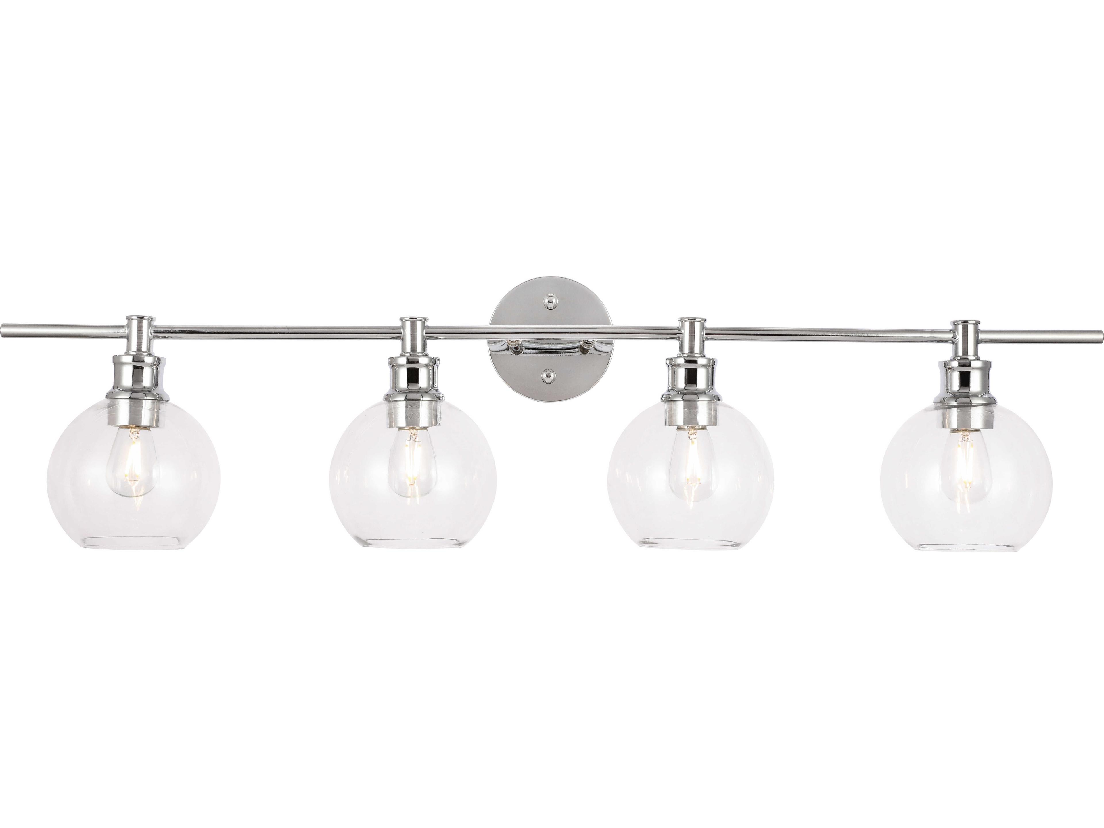 Elegant Lighting Collier 4-Light Chrome Glass LED Vanity Light