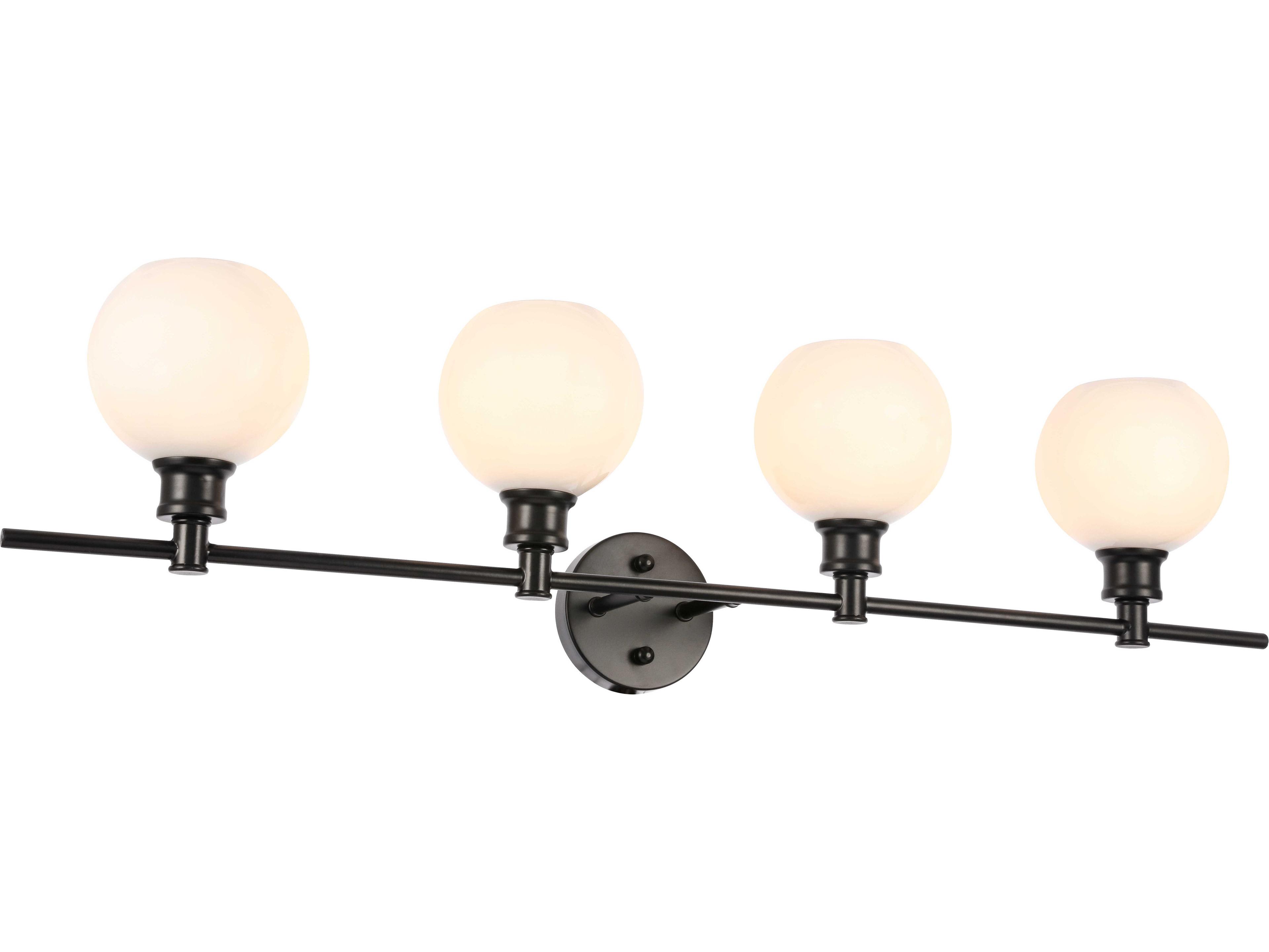 Elegant Lighting Collier 4-Light Black Glass LED Vanity Light