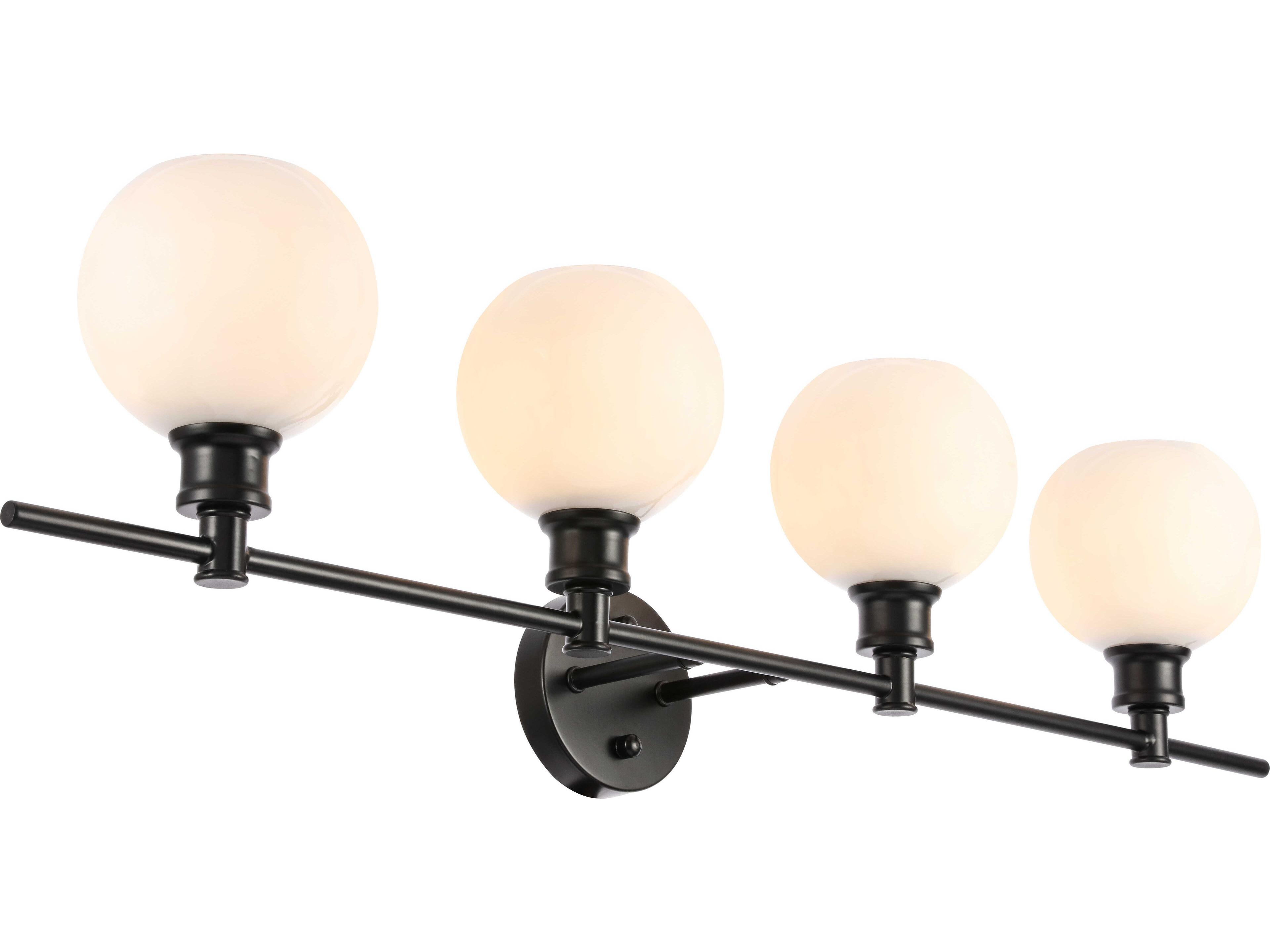 Elegant Lighting Collier 4-Light Black Glass LED Vanity Light