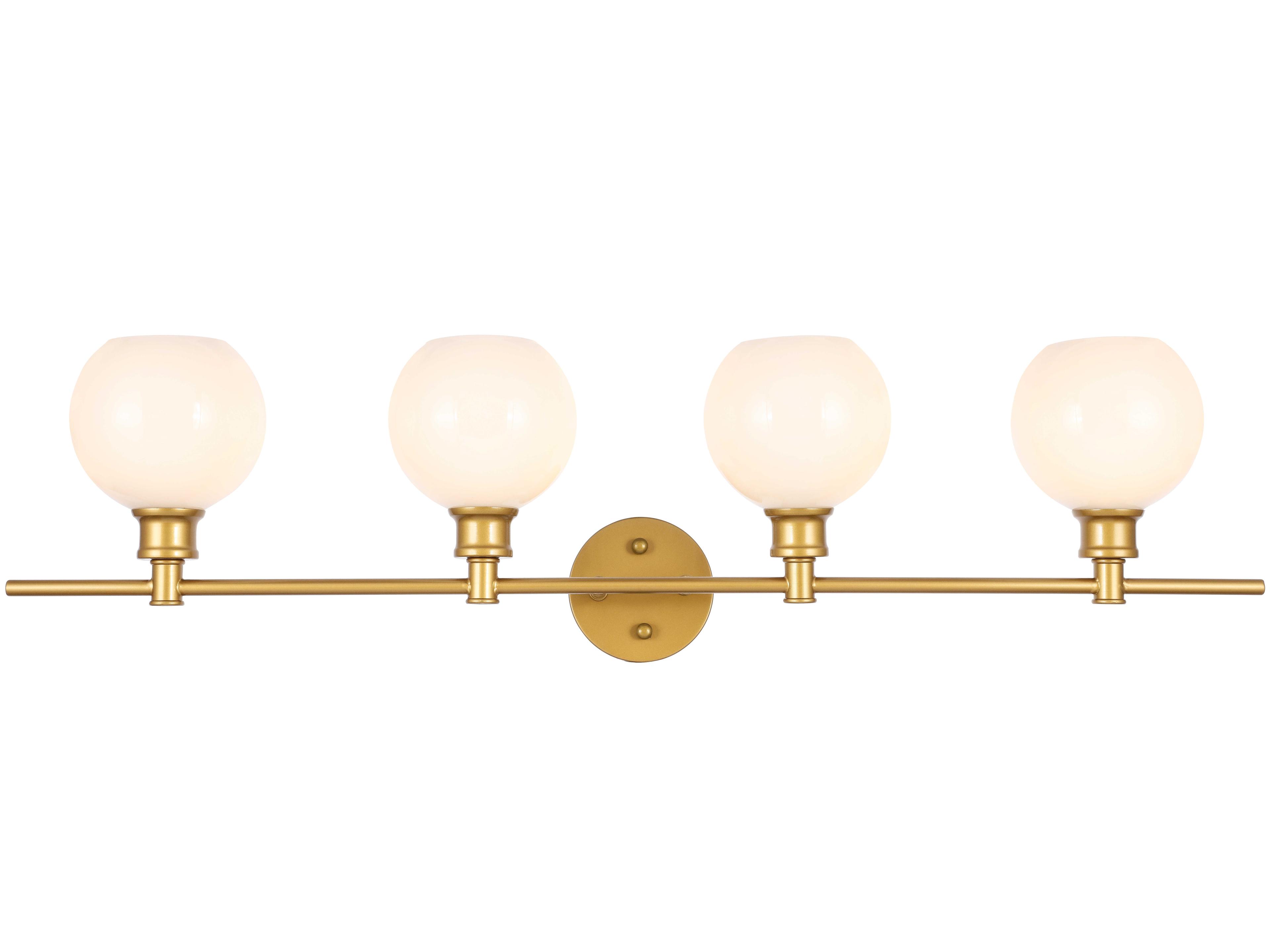 Collier 4-Light Brass White Glass LED Vanity Light