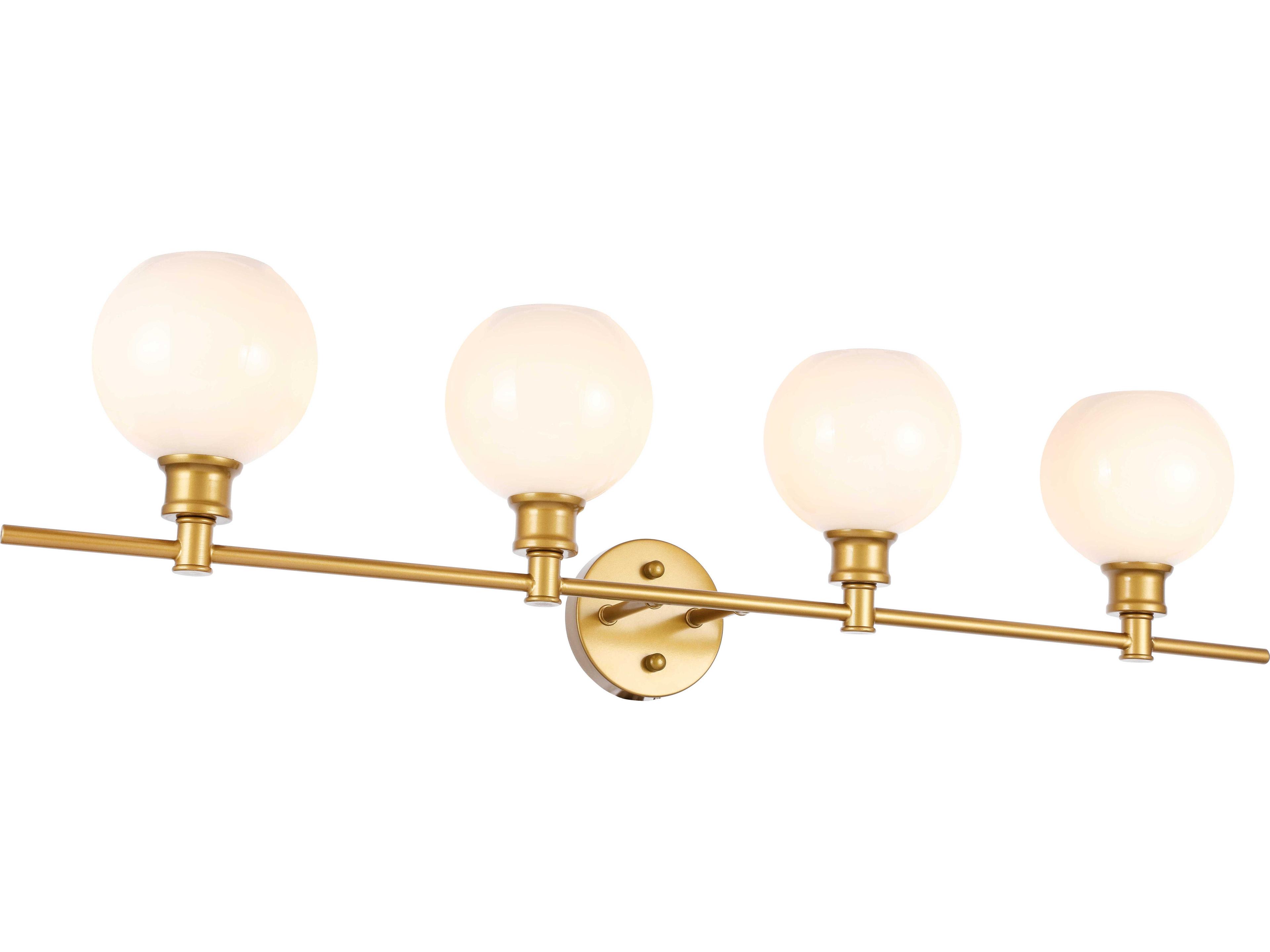 Elegant Lighting Collier 4-Light Brass White Glass LED Vanity Light