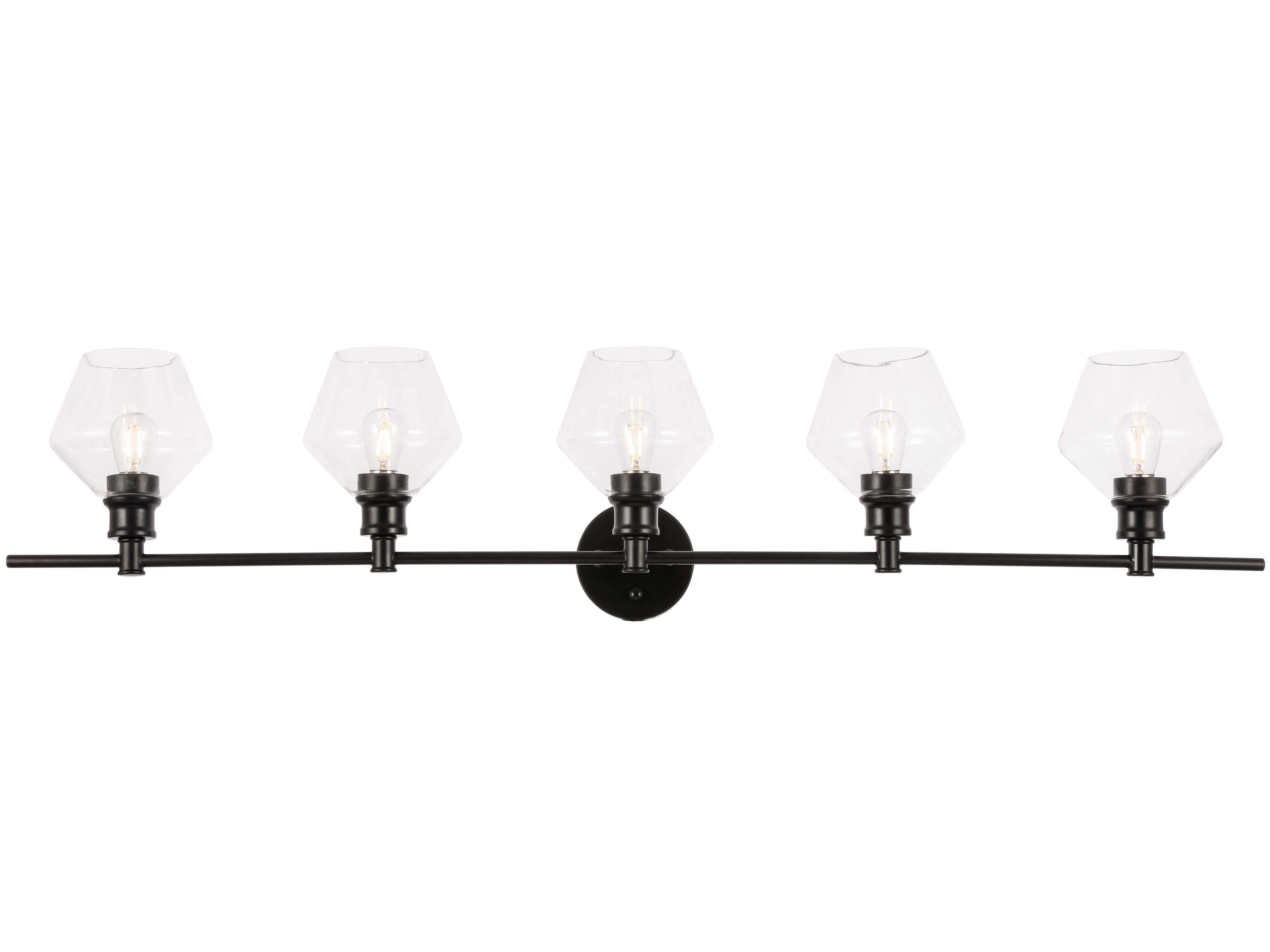 Gene 5-Light Black Clear Glass LED Vanity Light