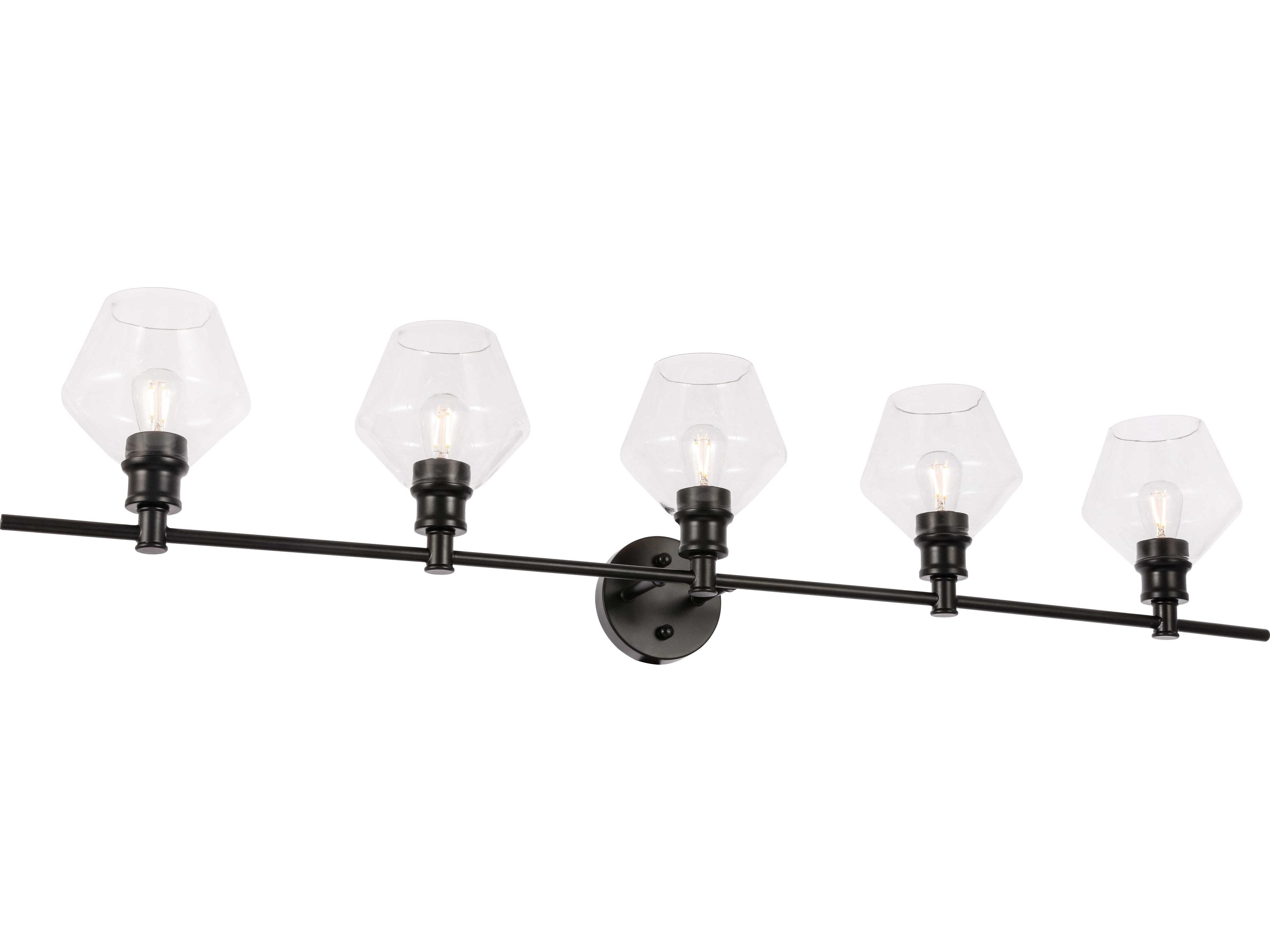 Elegant Lighting Gene 5-Light Black Clear Glass LED Vanity Light