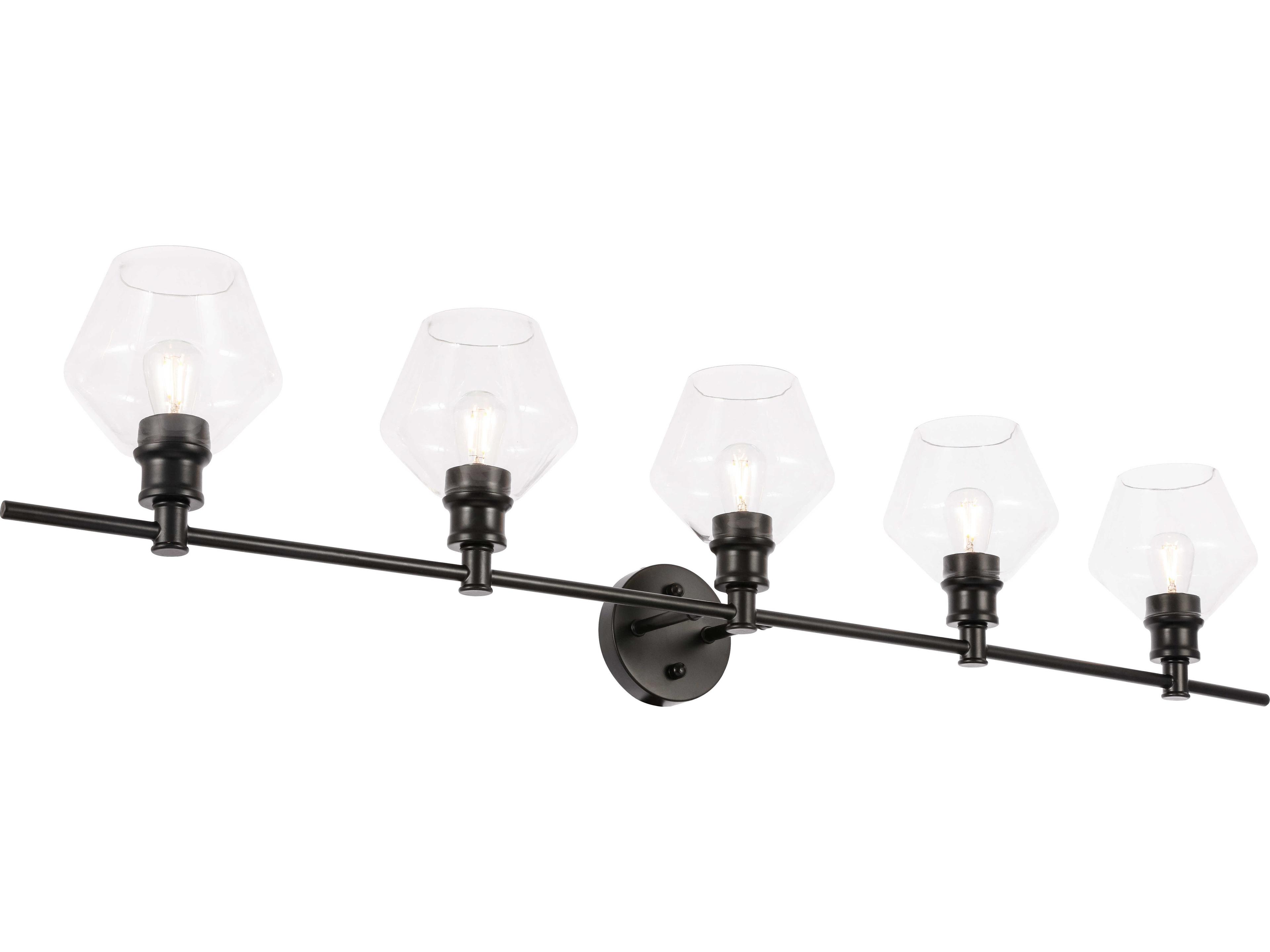 Elegant Lighting Gene 5-Light Black Clear Glass LED Vanity Light