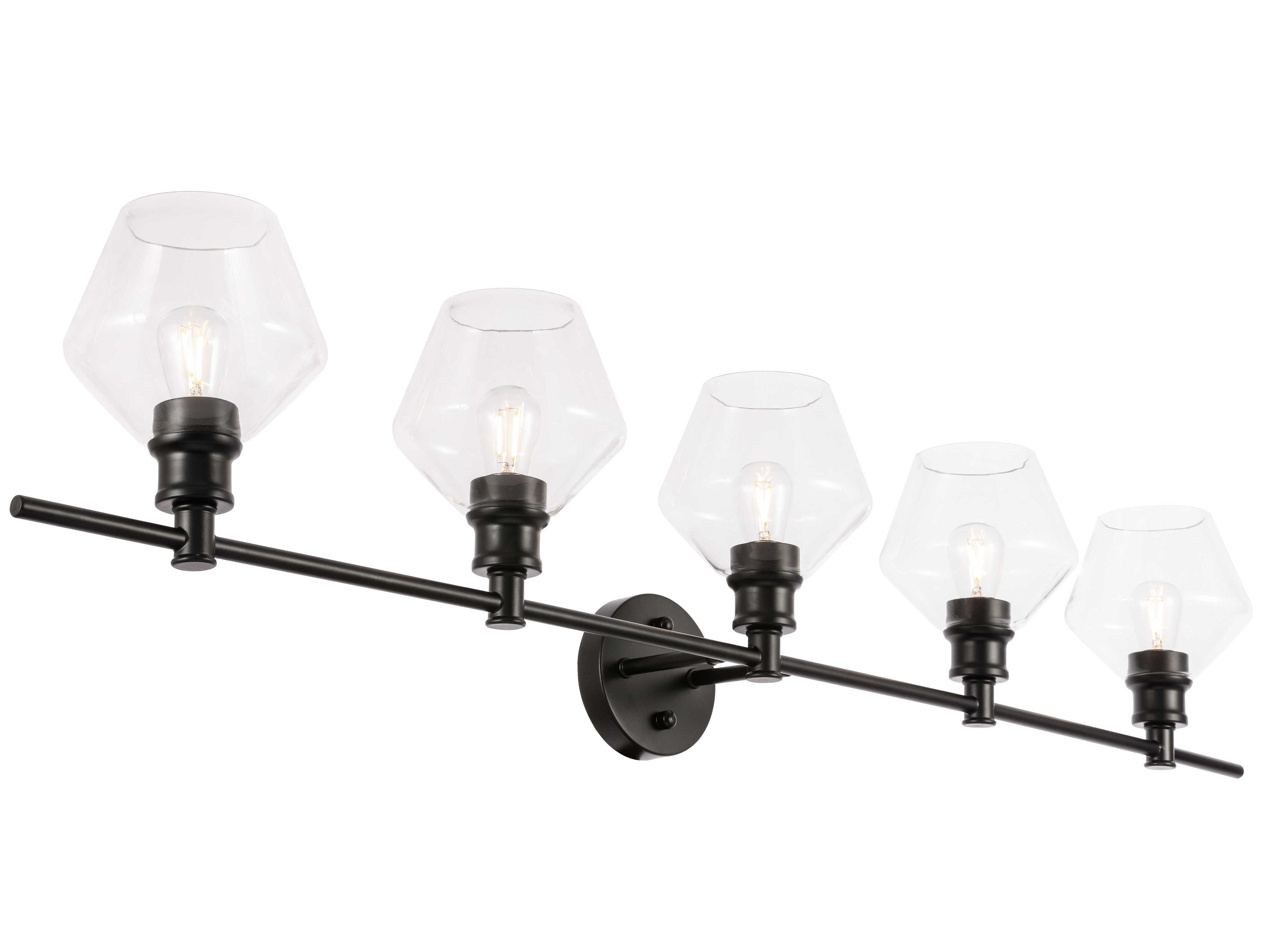 Elegant Lighting Gene 5-Light Black Clear Glass LED Vanity Light