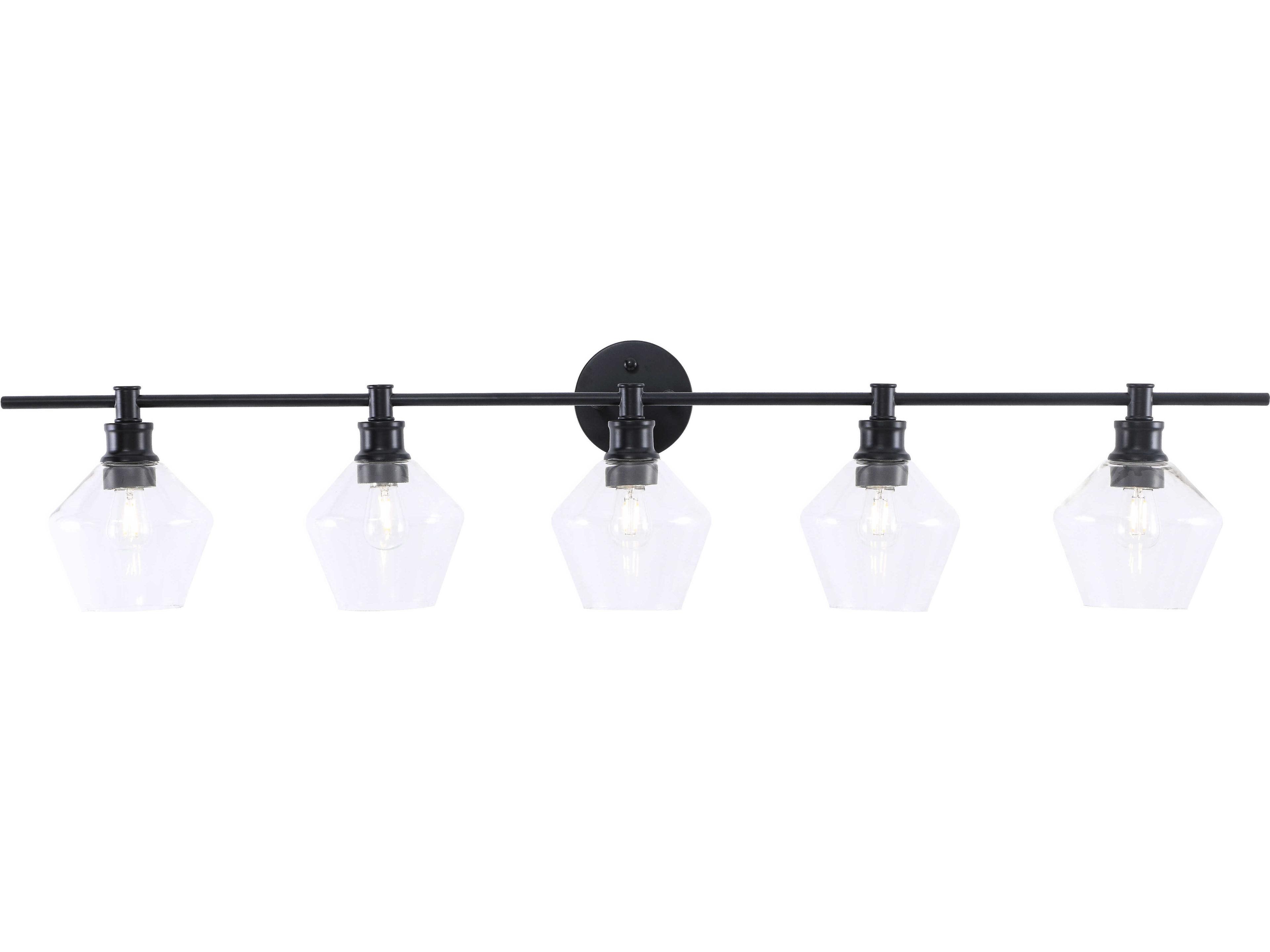 Elegant Lighting Gene 5-Light Black Clear Glass LED Vanity Light