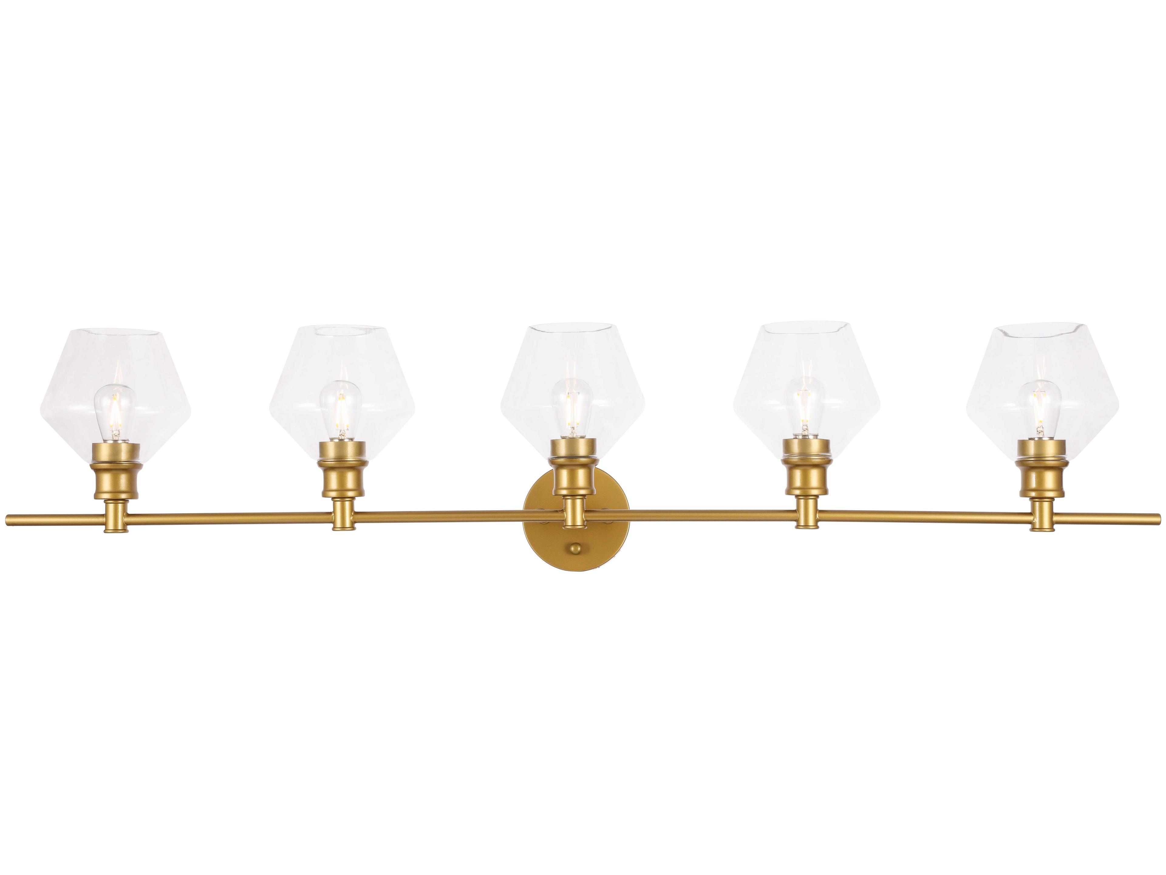 Gene 5-Light Brass Glass LED Vanity Light