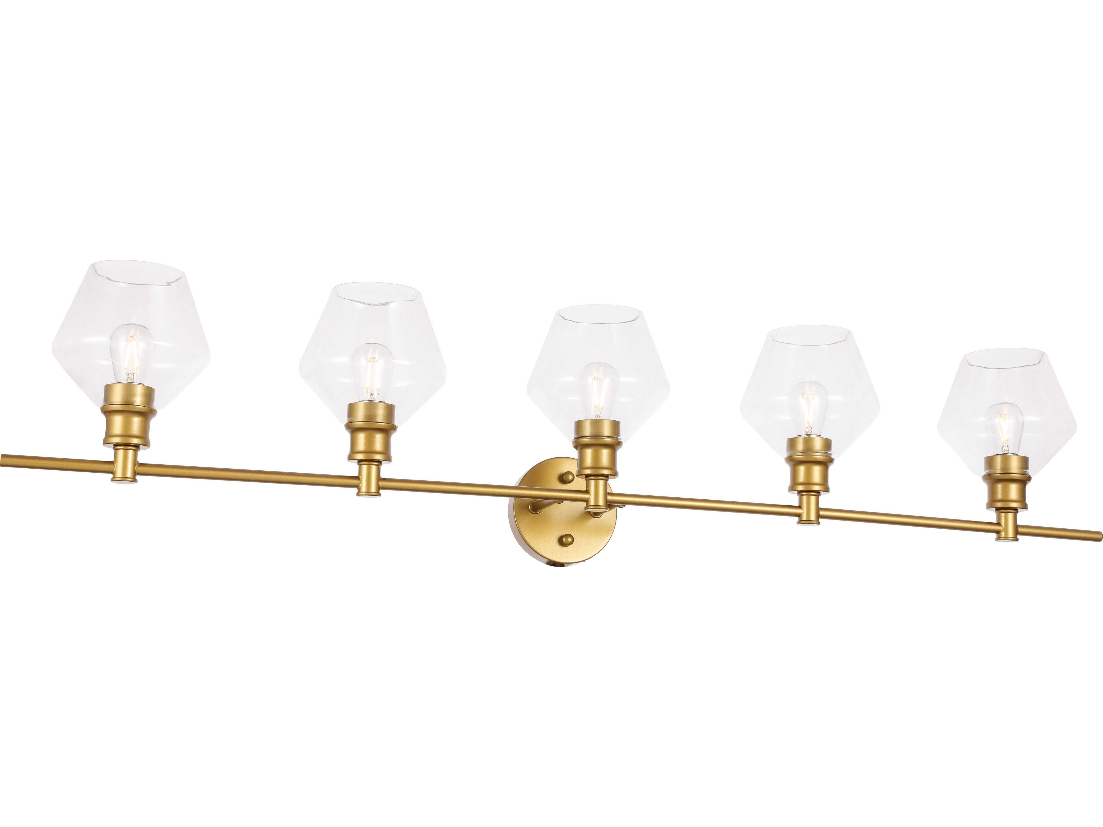 Elegant Lighting Gene 5-Light Brass Glass LED Vanity Light