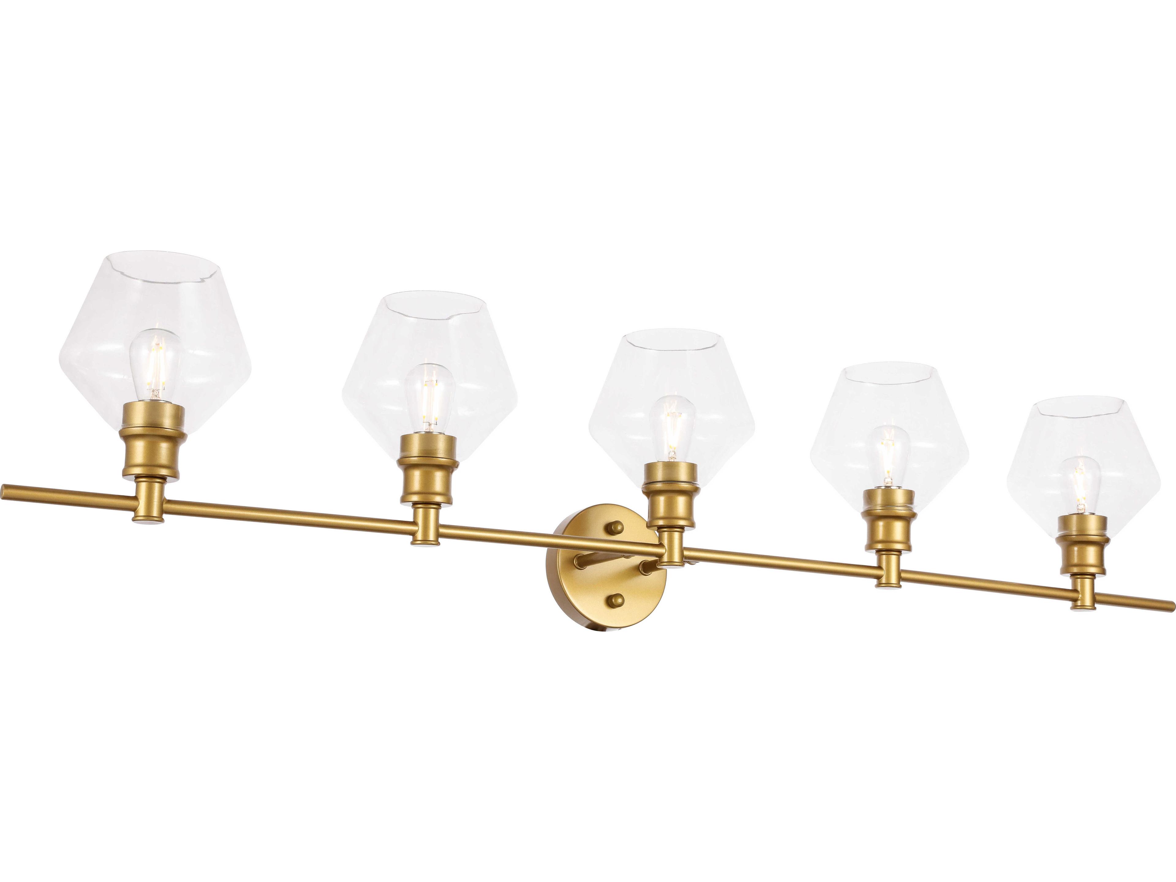Elegant Lighting Gene 5-Light Brass Glass LED Vanity Light