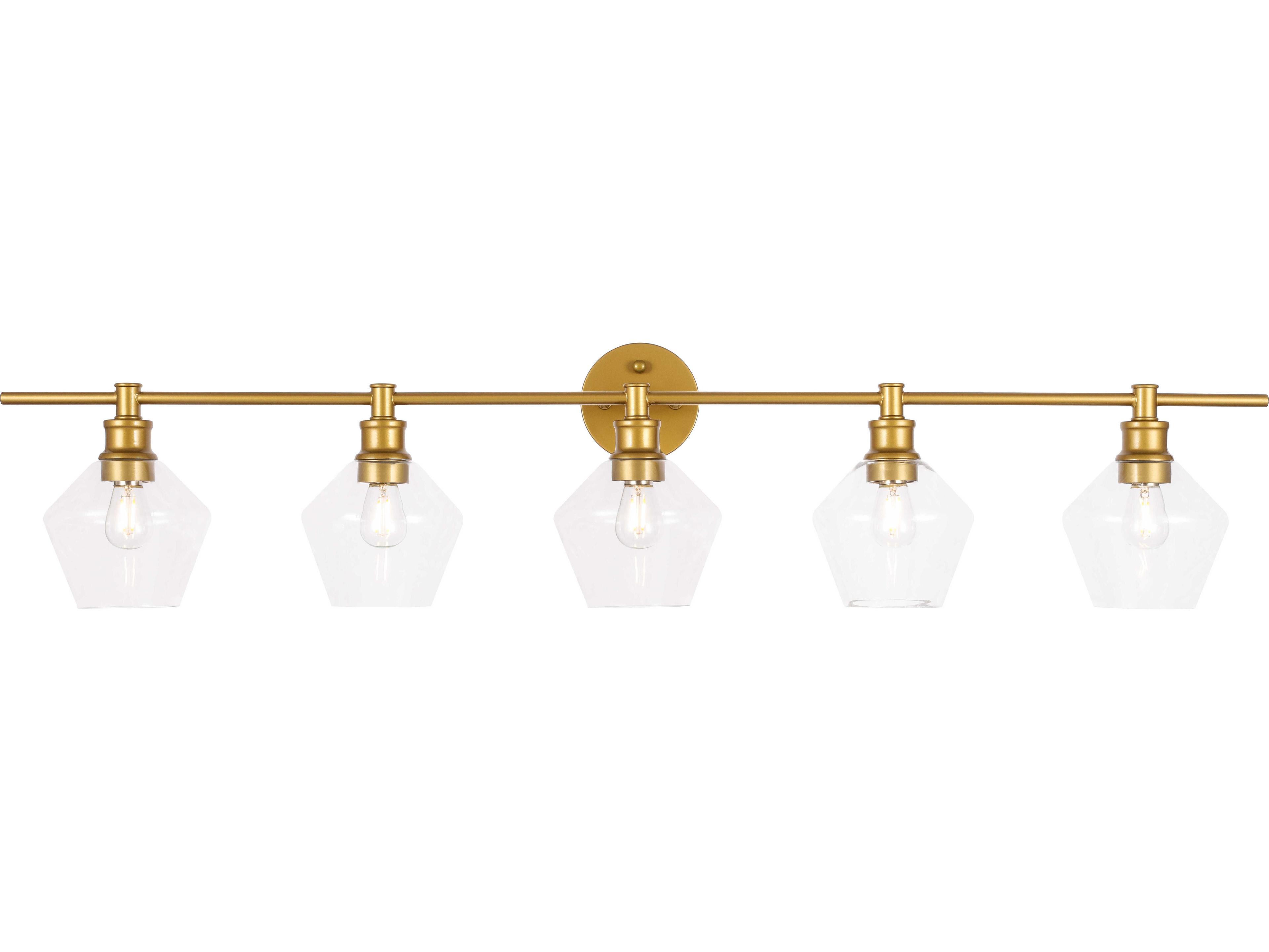 Elegant Lighting Gene 5-Light Brass Glass LED Vanity Light