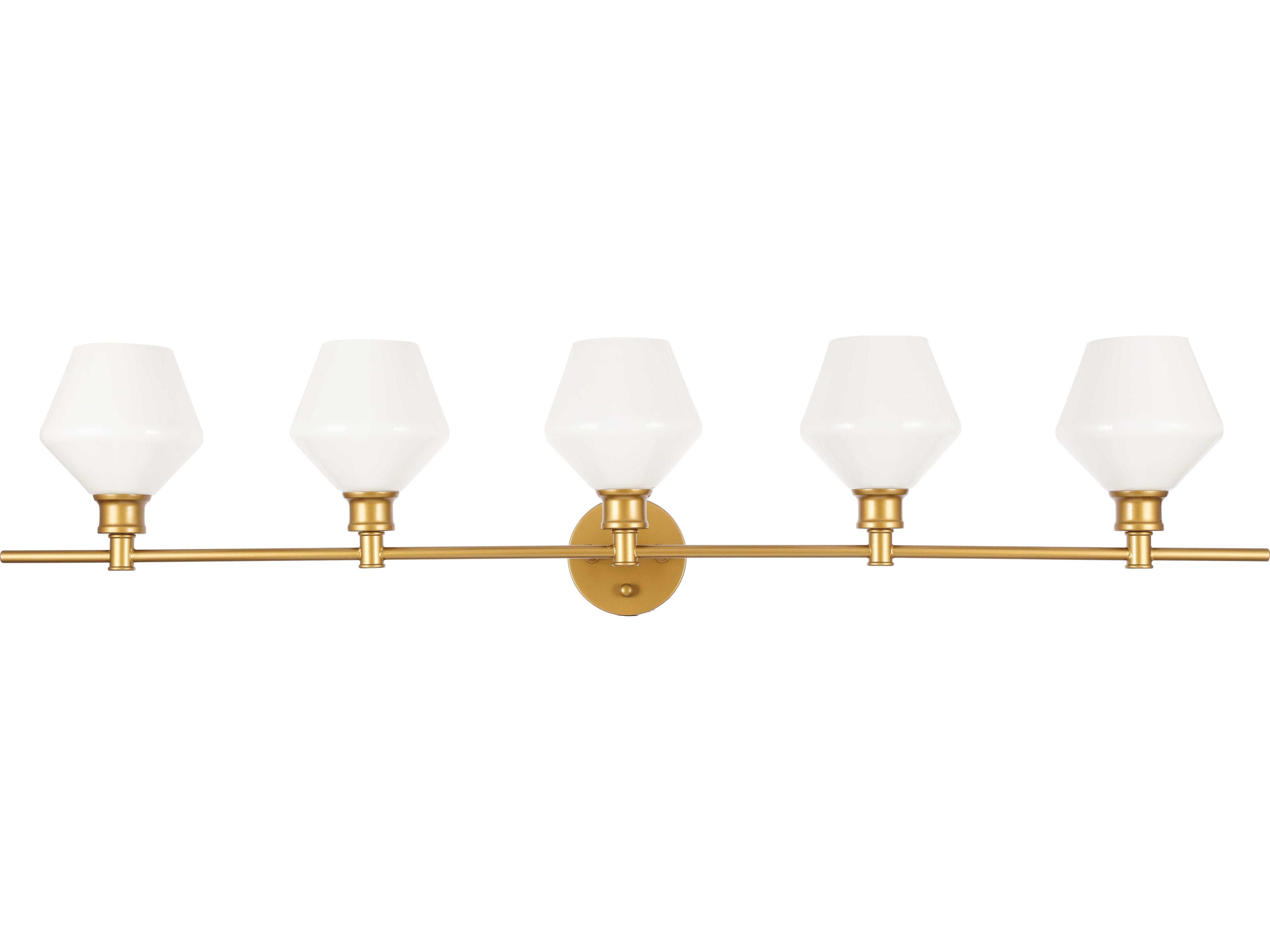Elegant Lighting Gene 5-Light Brass Glass LED Vanity Light