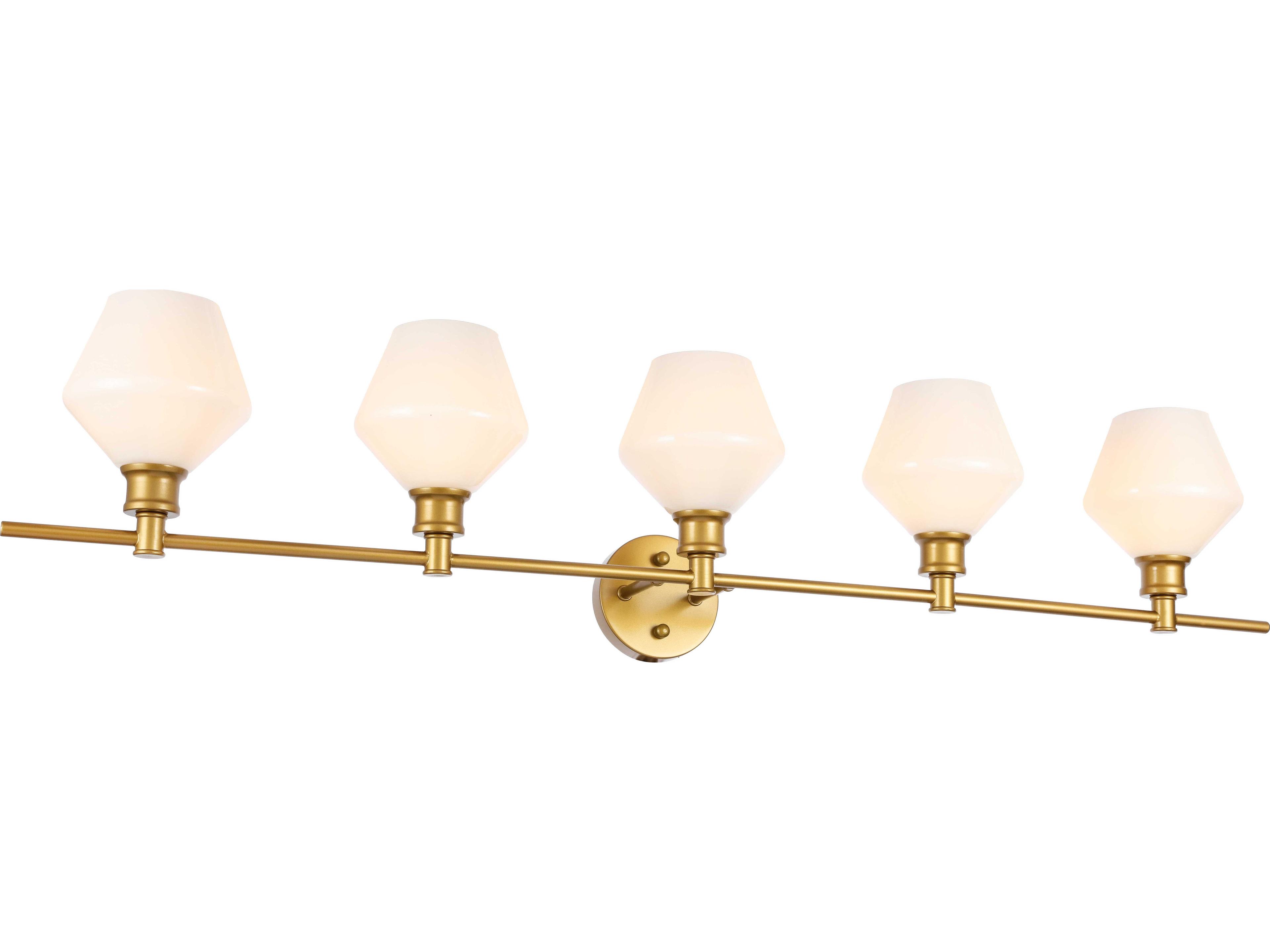 Elegant Lighting Gene 5-Light Brass Glass LED Vanity Light