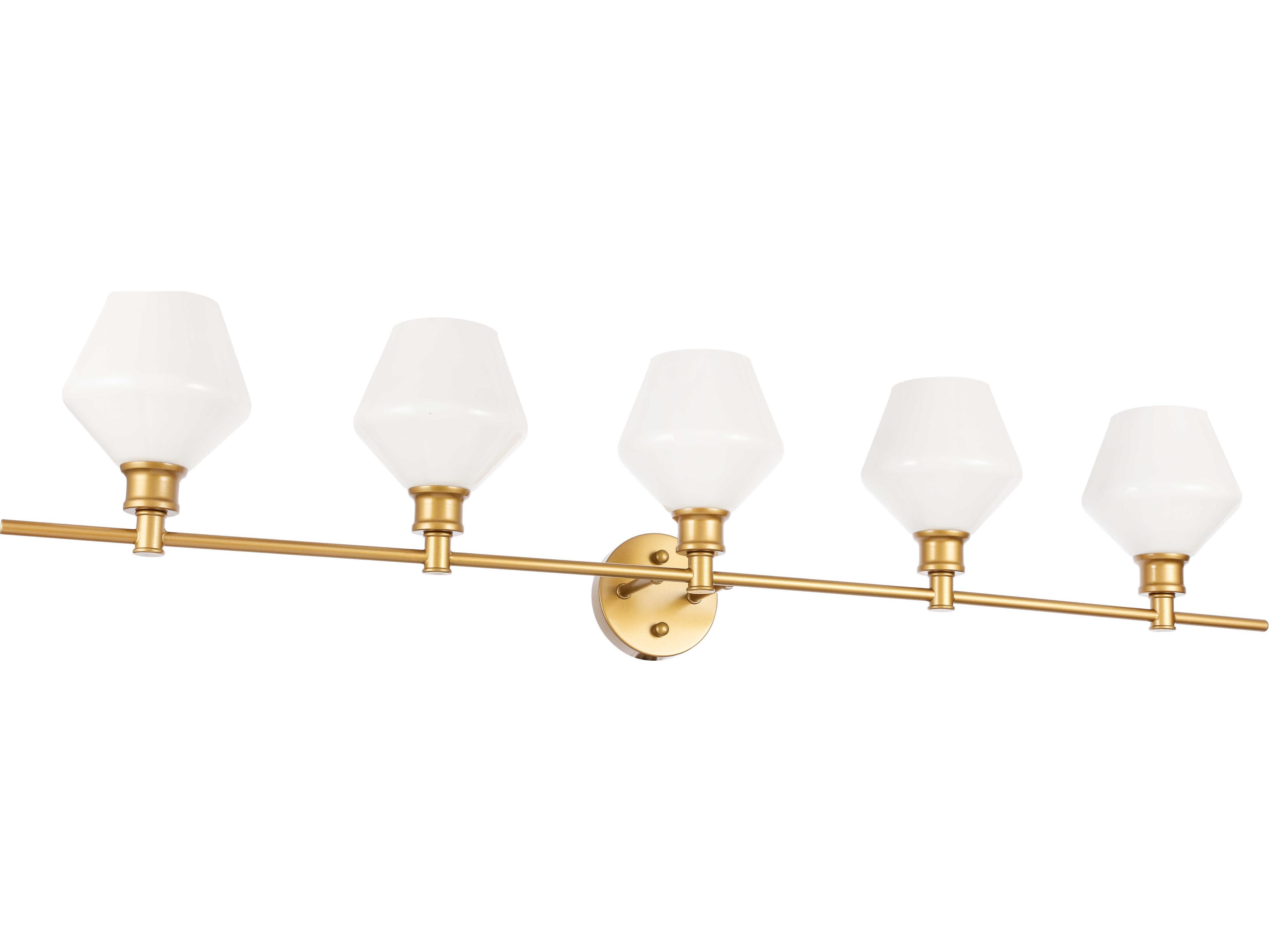Elegant Lighting Gene 5-Light Brass Glass LED Vanity Light