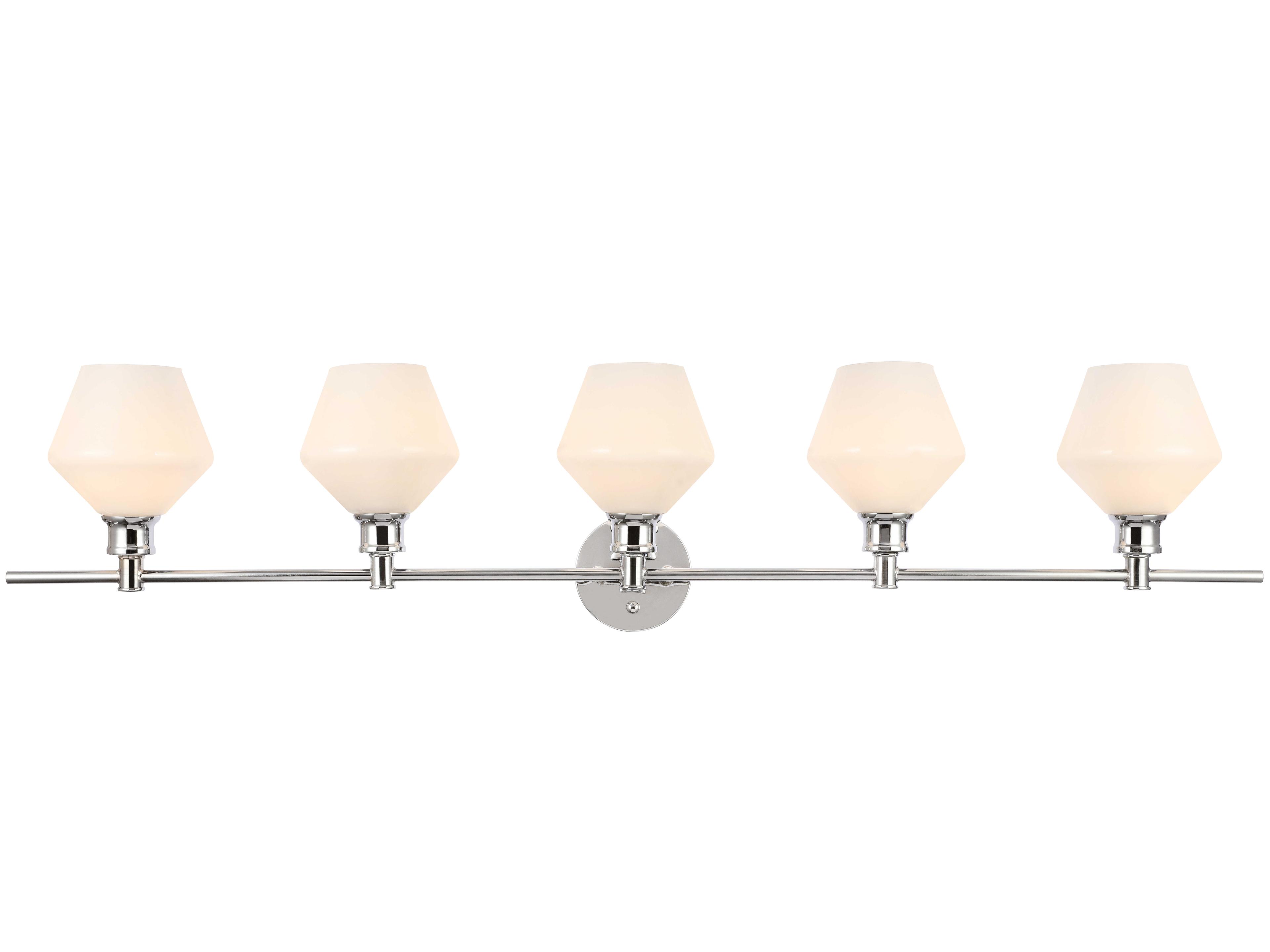 Gene 5-Light Chrome White Glass LED Vanity Light