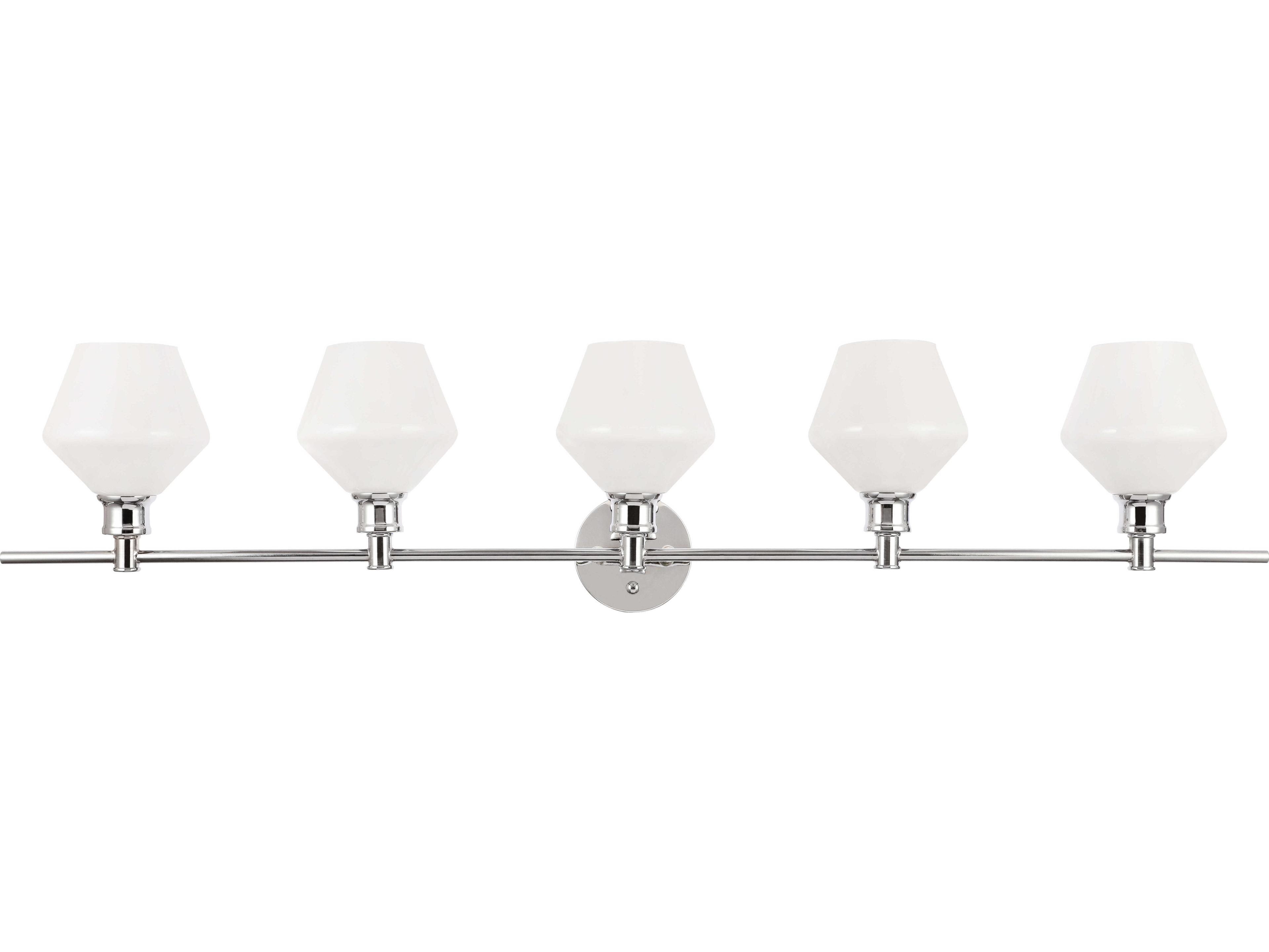 Elegant Lighting Gene 5-Light Chrome White Glass LED Vanity Light