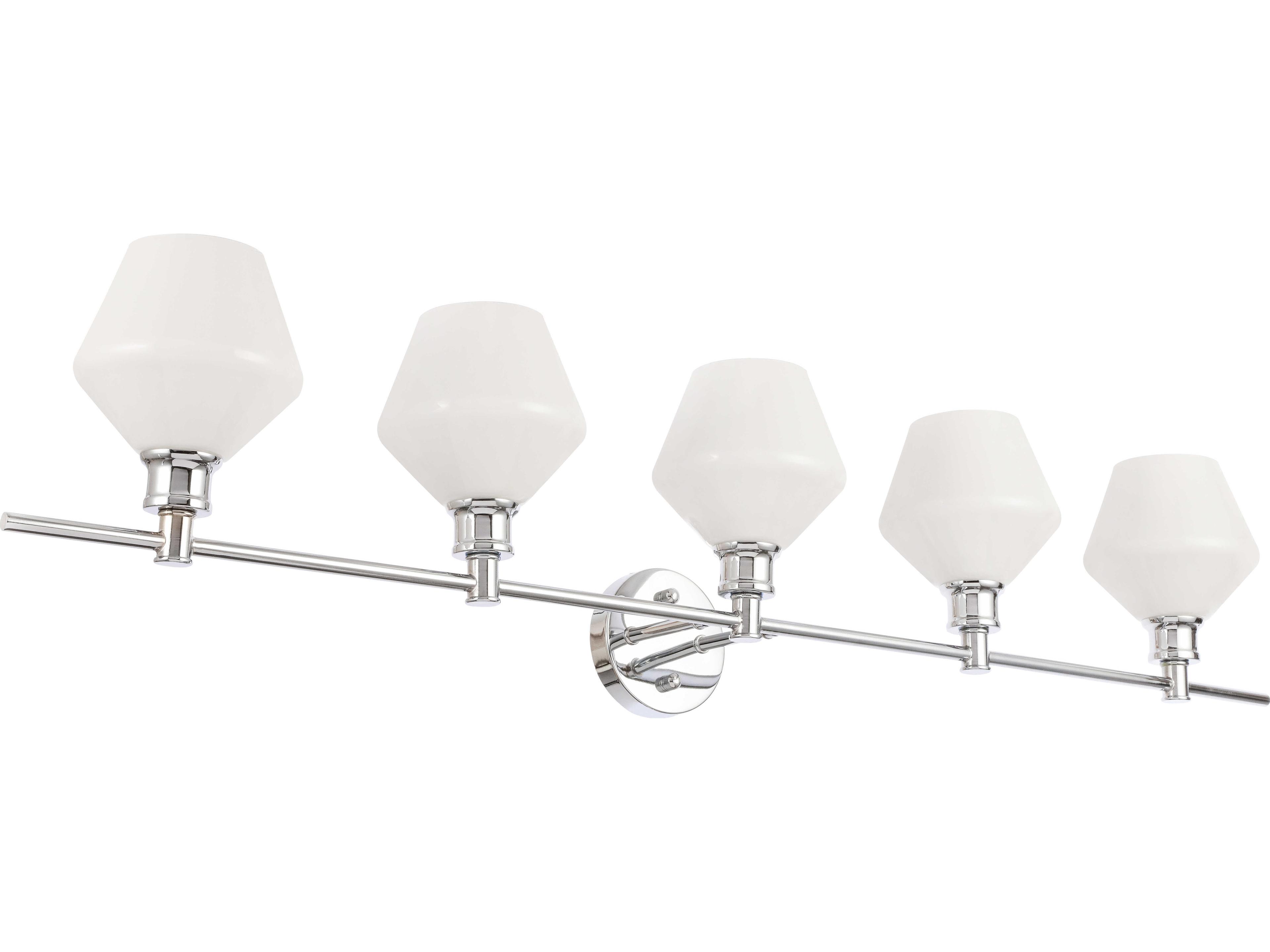Elegant Lighting Gene 5-Light Chrome White Glass LED Vanity Light