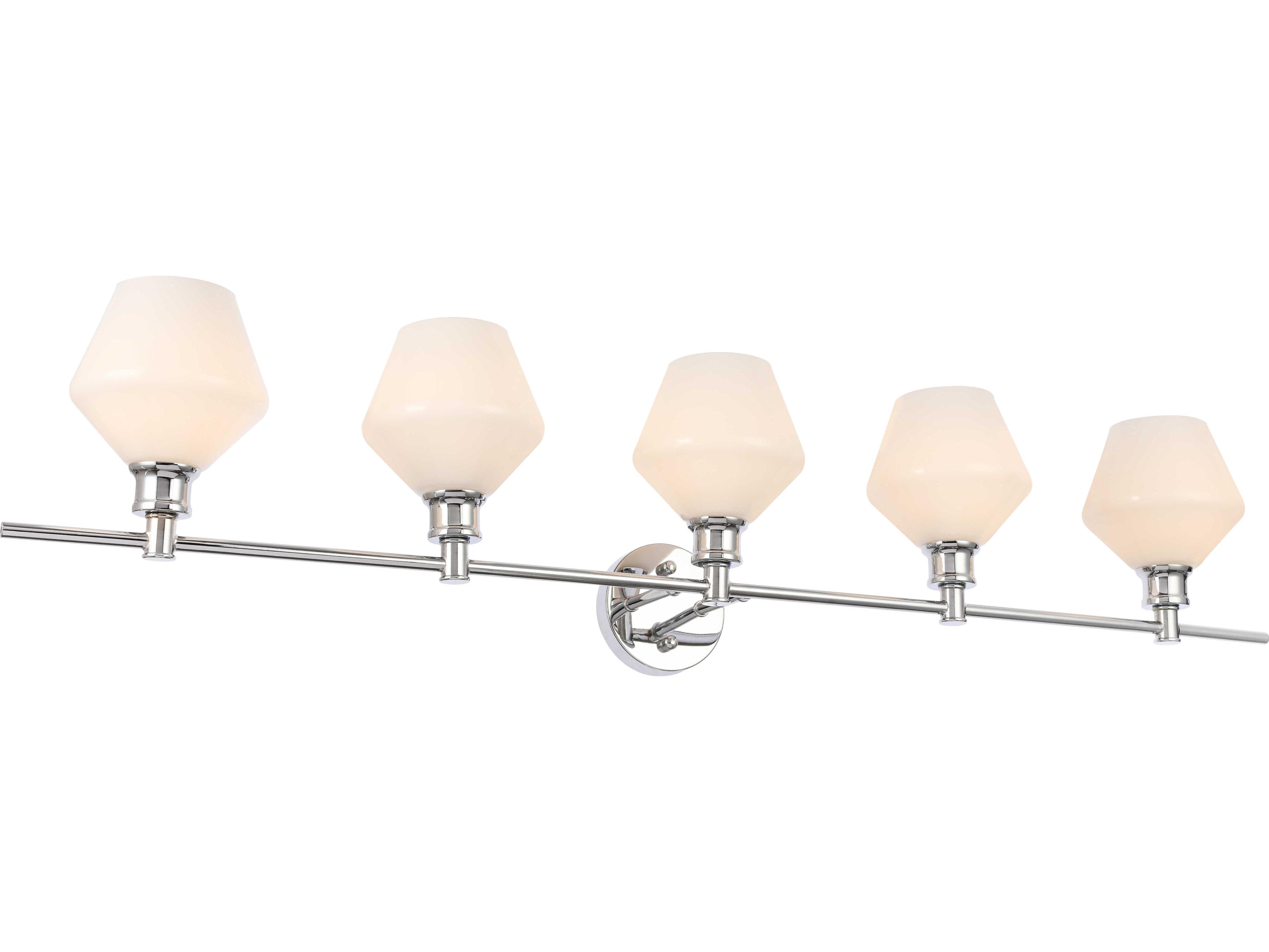 Elegant Lighting Gene 5-Light Chrome White Glass LED Vanity Light