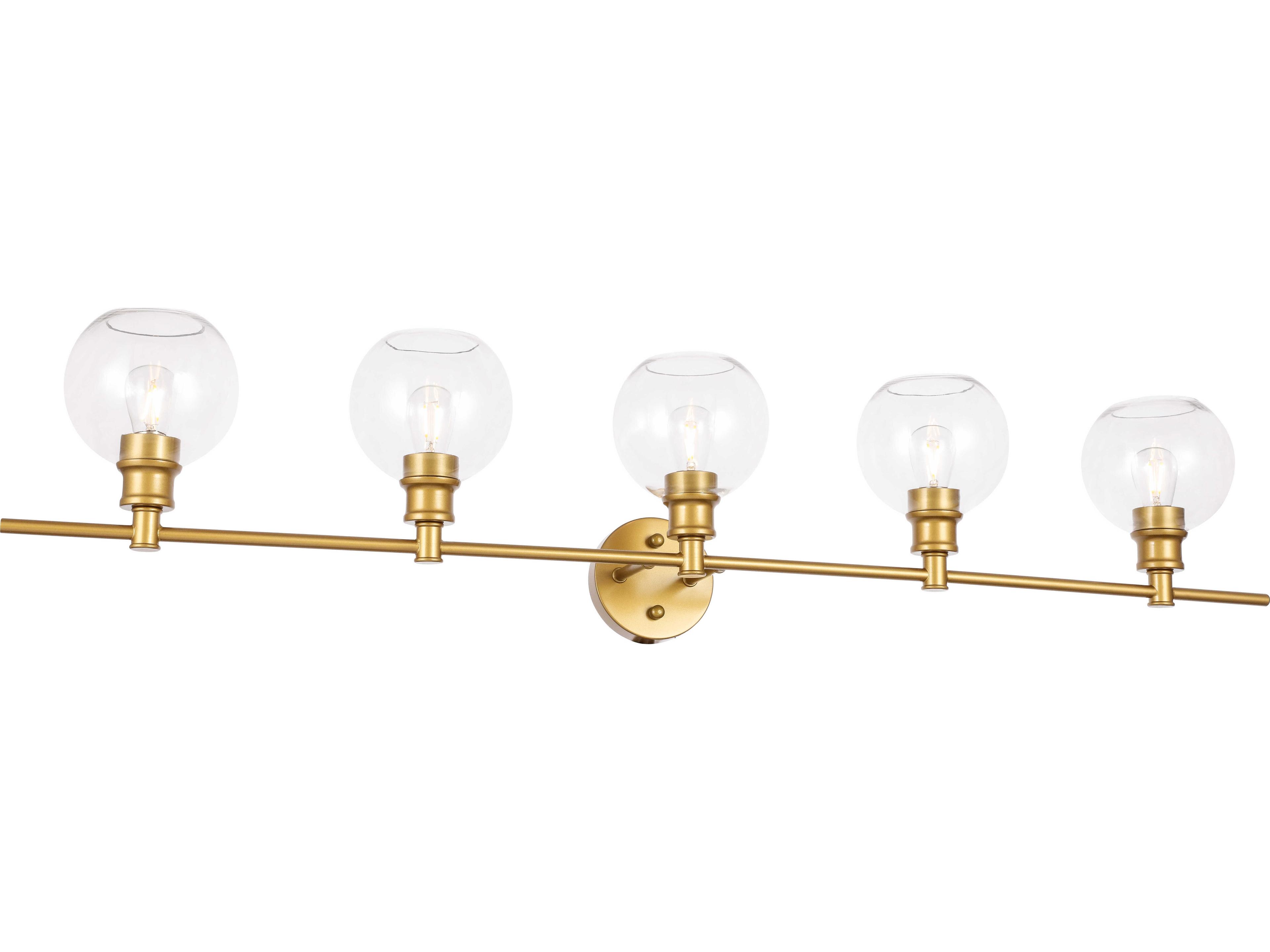 Elegant Lighting Collier 5-Light Brass Glass LED Vanity Light