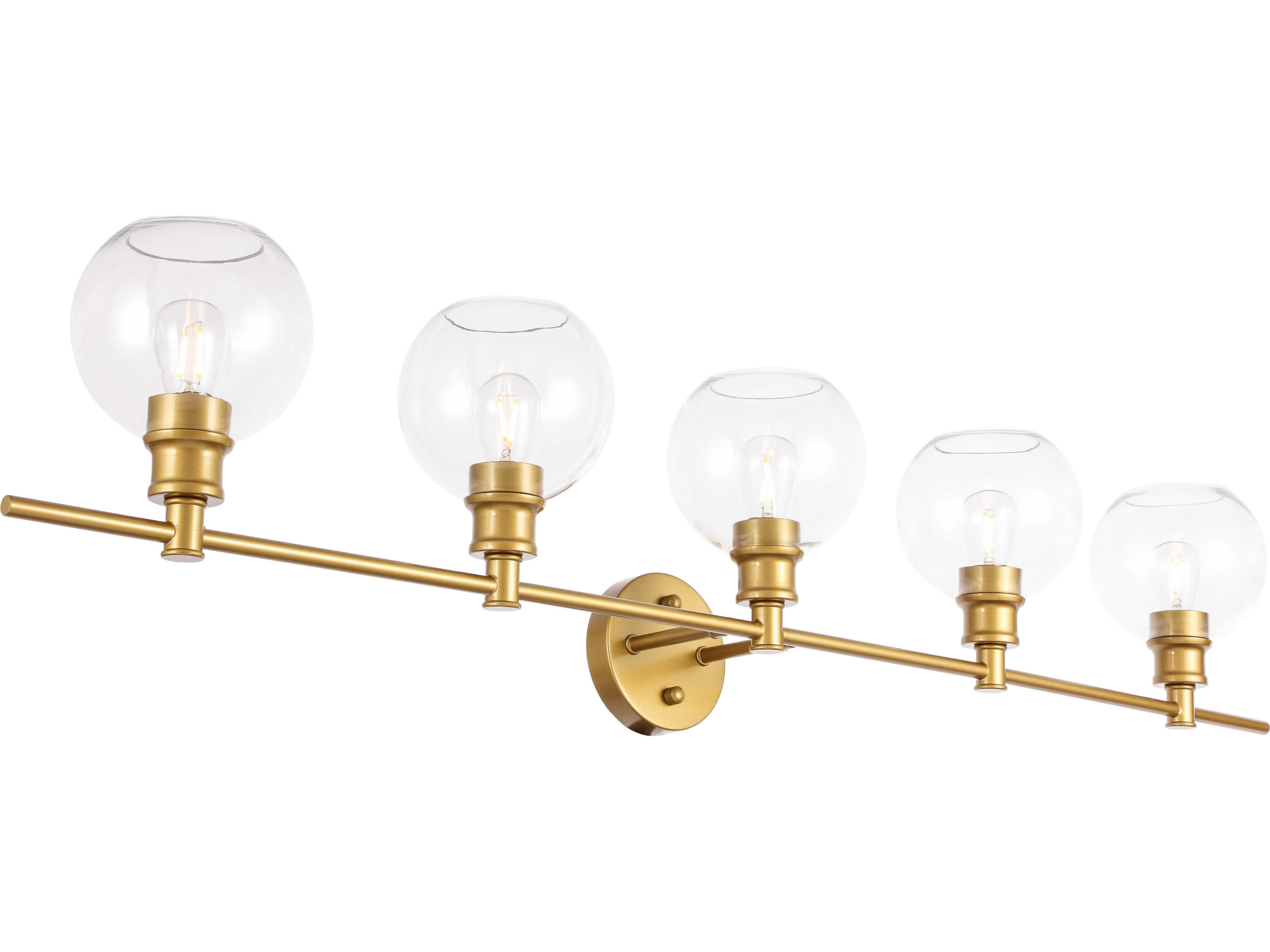 Elegant Lighting Collier 5-Light Brass Glass LED Vanity Light
