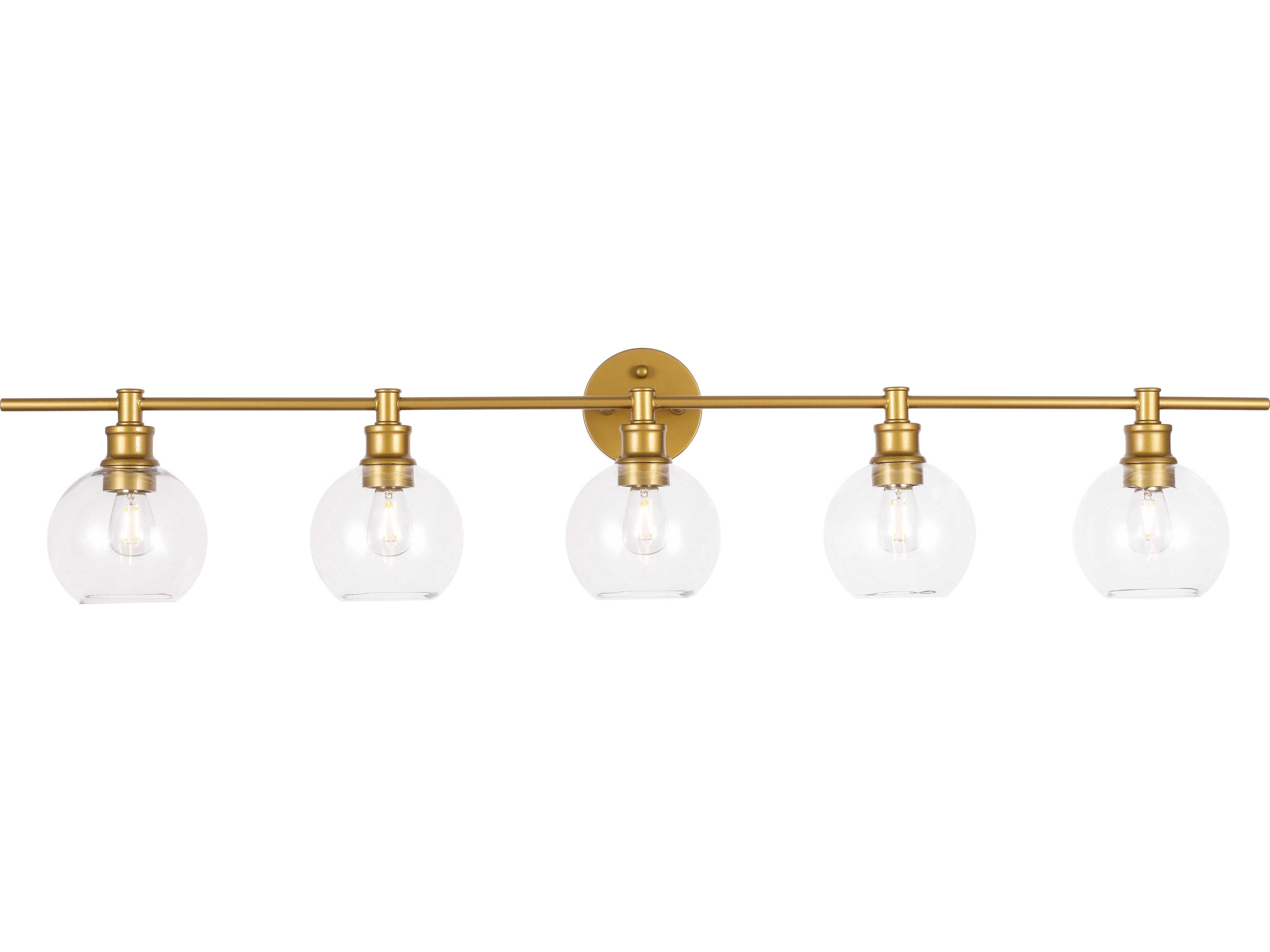 Elegant Lighting Collier 5-Light Brass Glass LED Vanity Light