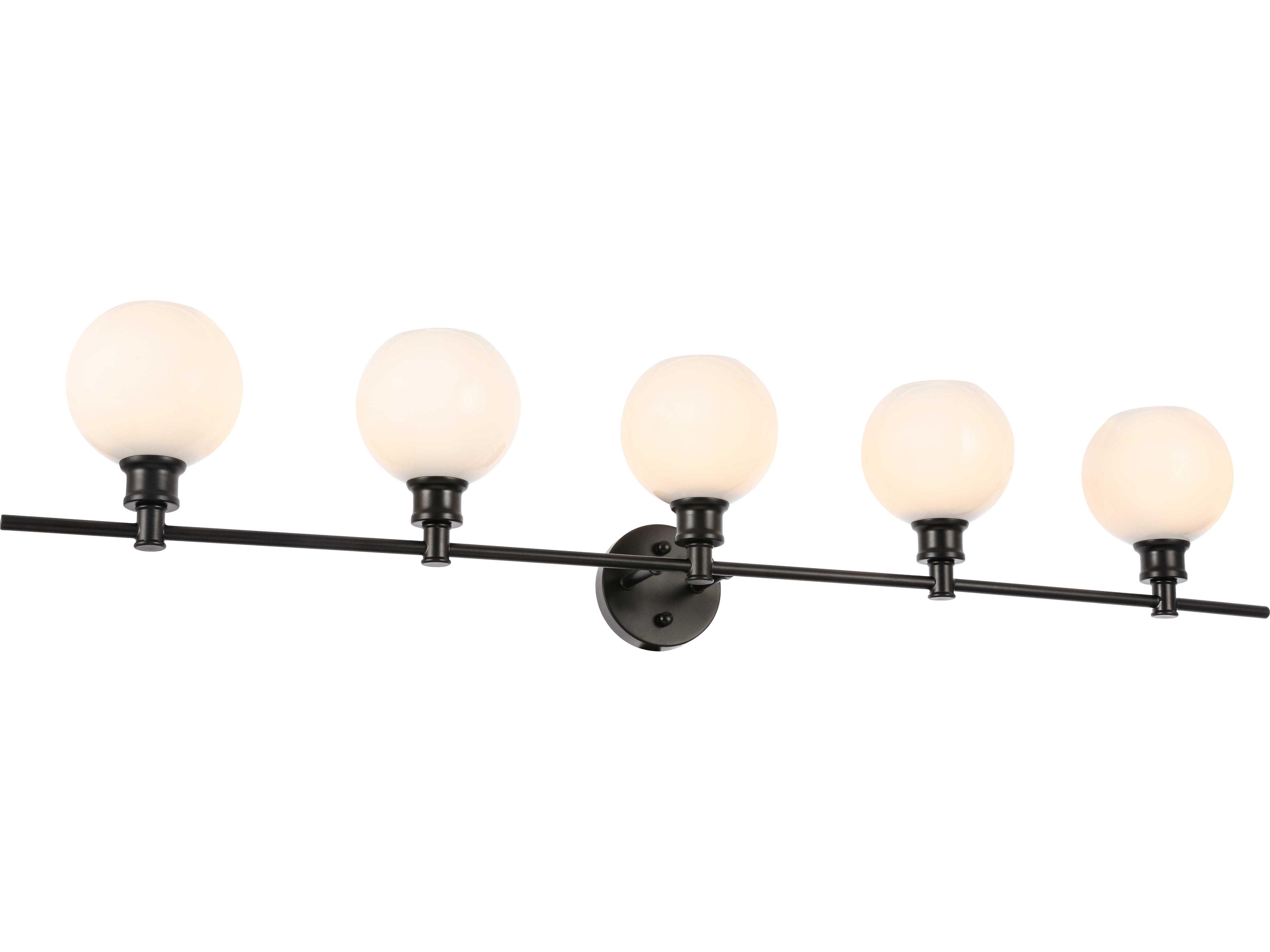 Elegant Lighting Collier 5-Light Black Glass LED Vanity Light
