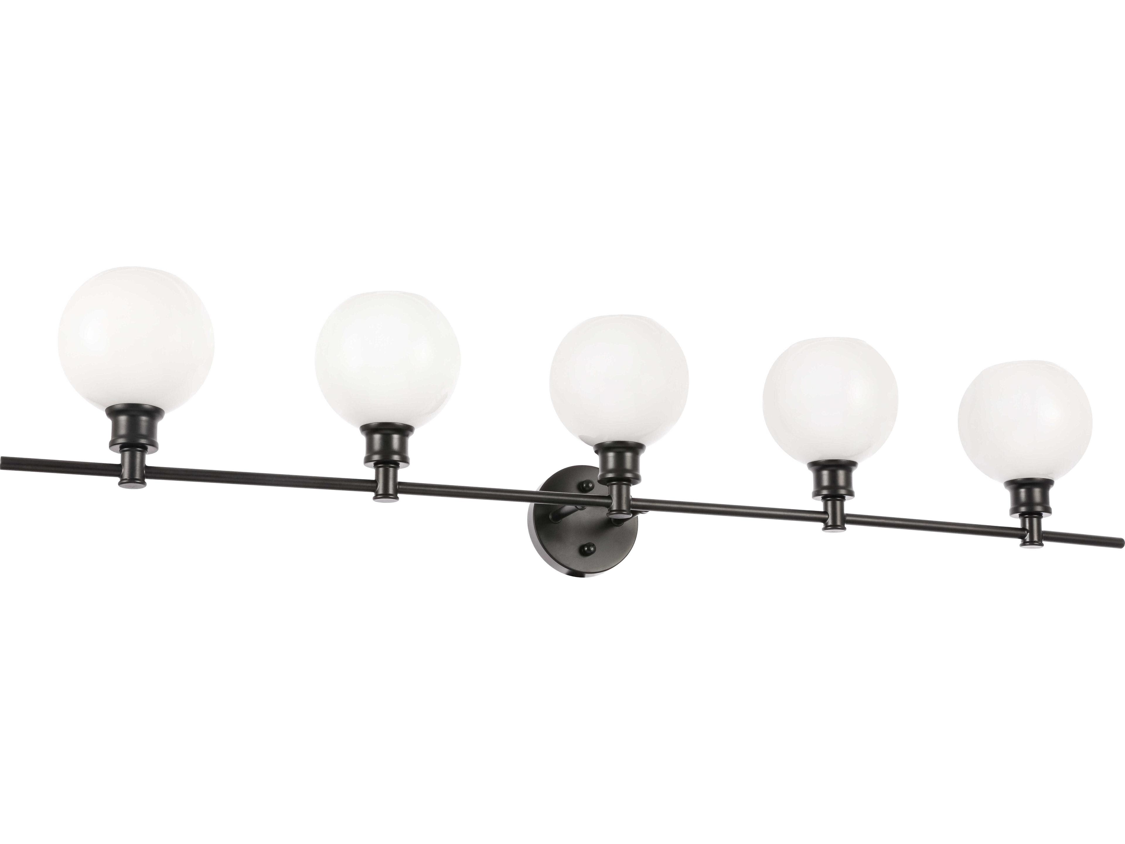 Elegant Lighting Collier 5-Light Black Glass LED Vanity Light