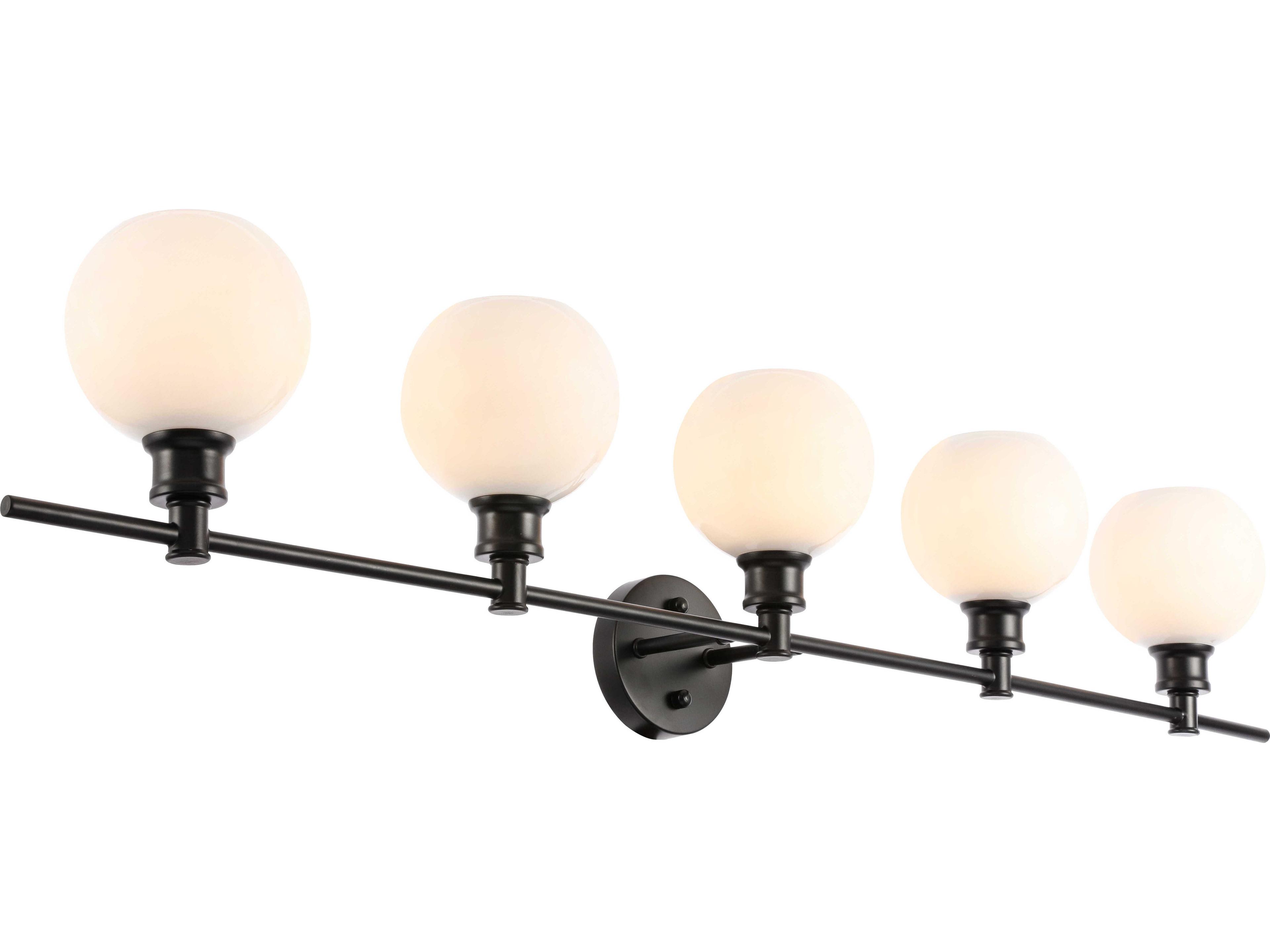 Elegant Lighting Collier 5-Light Black Glass LED Vanity Light