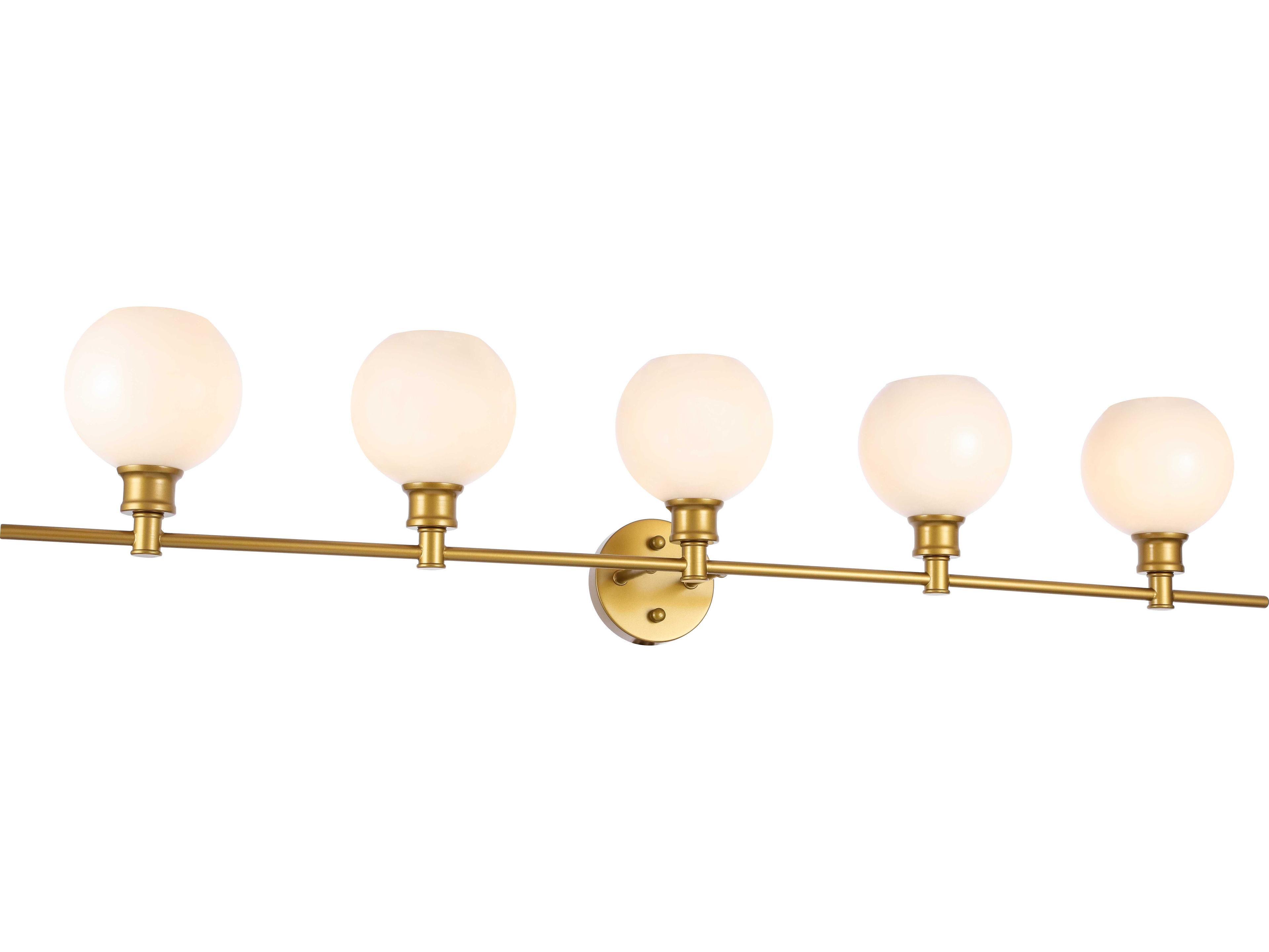 Elegant Lighting Collier 5-Light Brass Glass LED Vanity Light