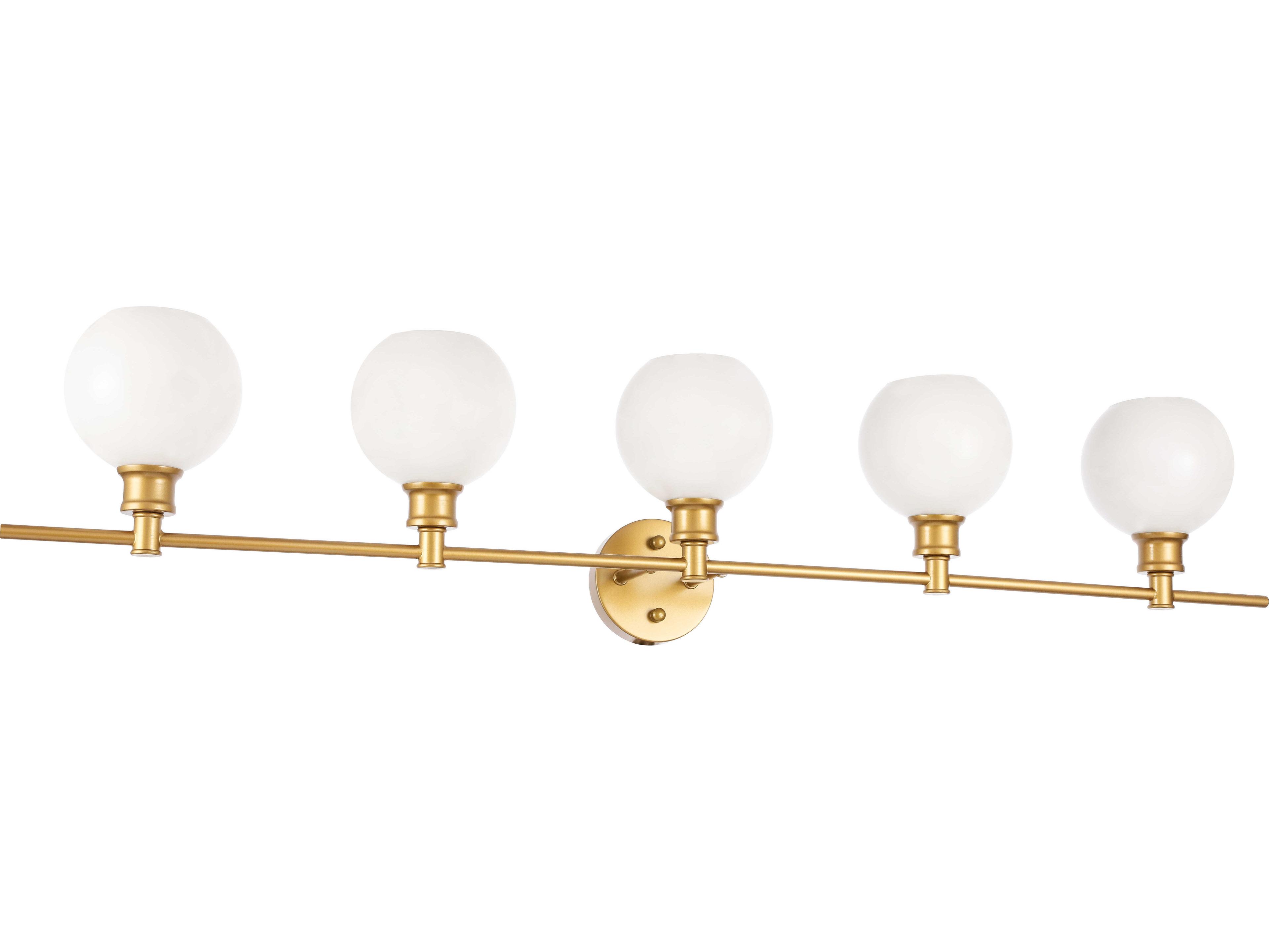 Elegant Lighting Collier 5-Light Brass Glass LED Vanity Light