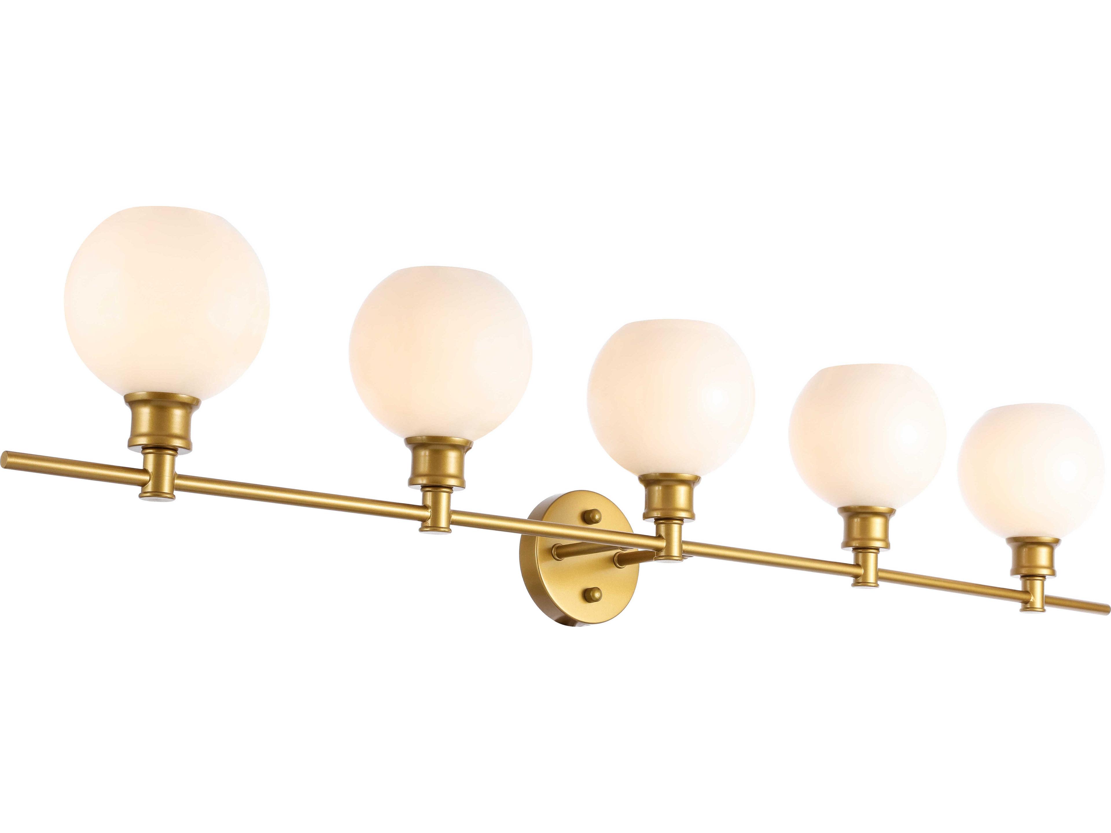 Elegant Lighting Collier 5-Light Brass Glass LED Vanity Light