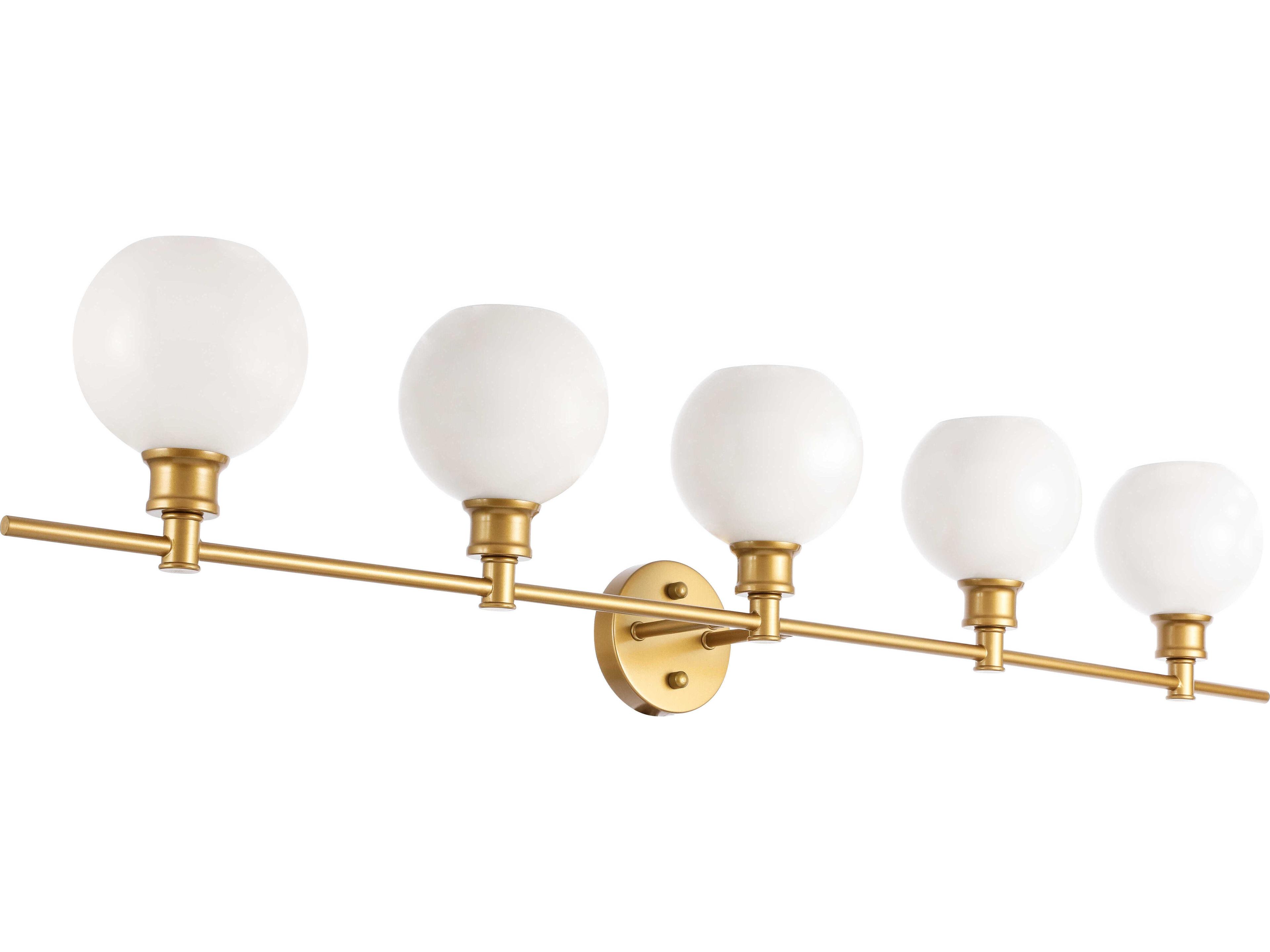 Elegant Lighting Collier 5-Light Brass Glass LED Vanity Light