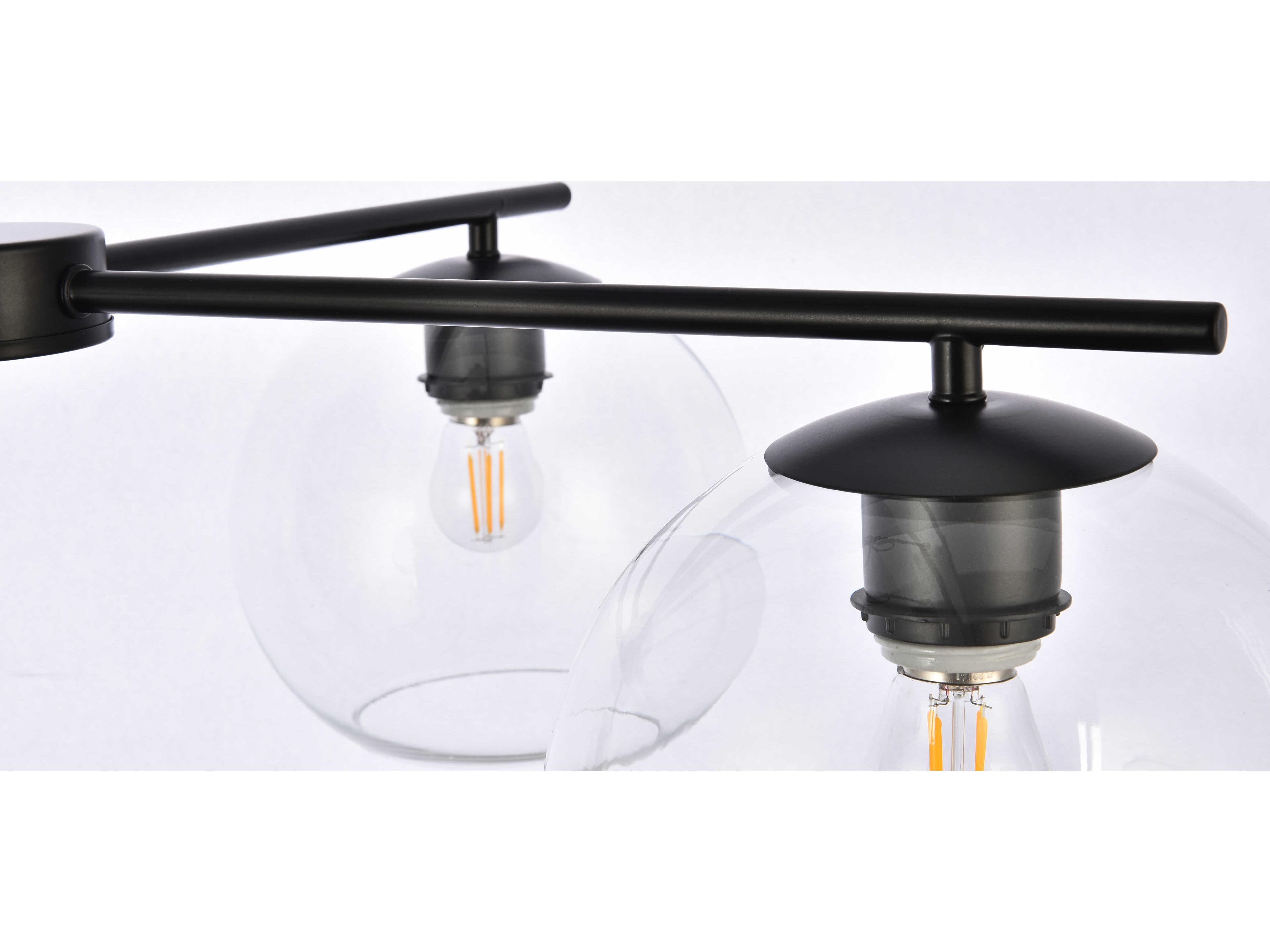 Elegant Lighting Opus 4-Light Black And Clear Glass Globe Chandelier