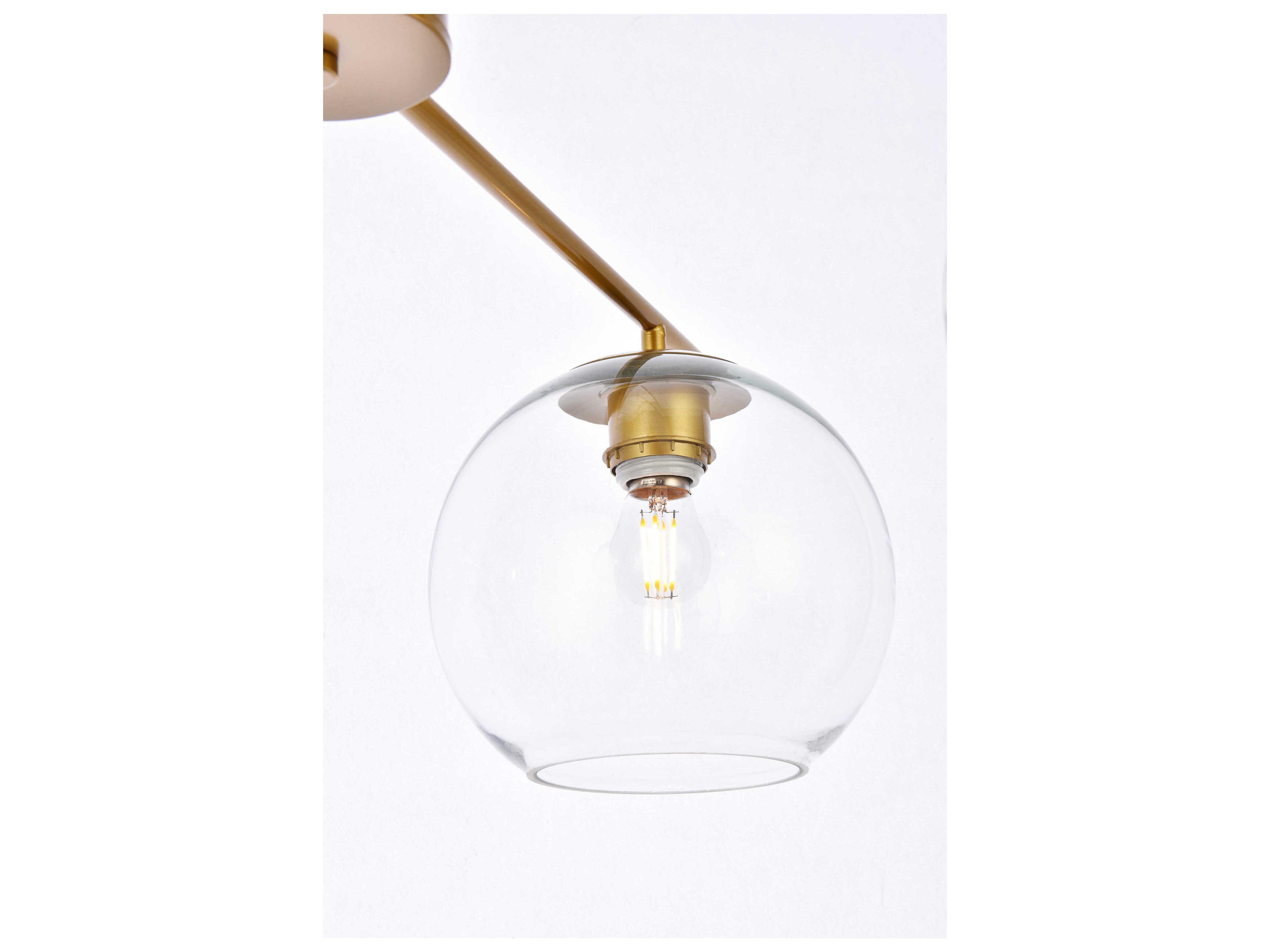 Elegant Lighting Opus 4-Light Brass And Clear Glass Globe Chandelier