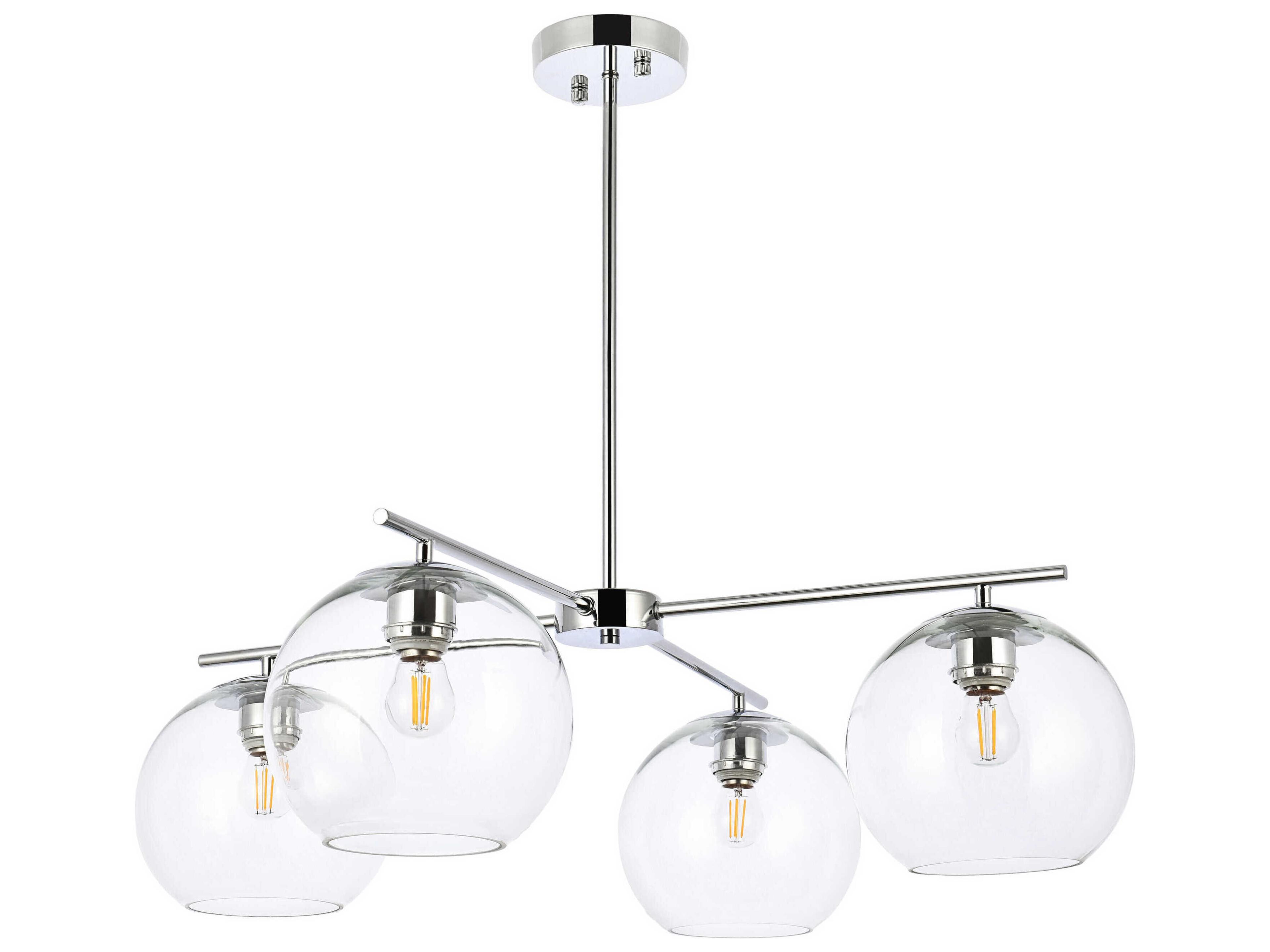 Elegant Lighting Opus 4-Light Chrome And Clear Glass Globe Chandelier