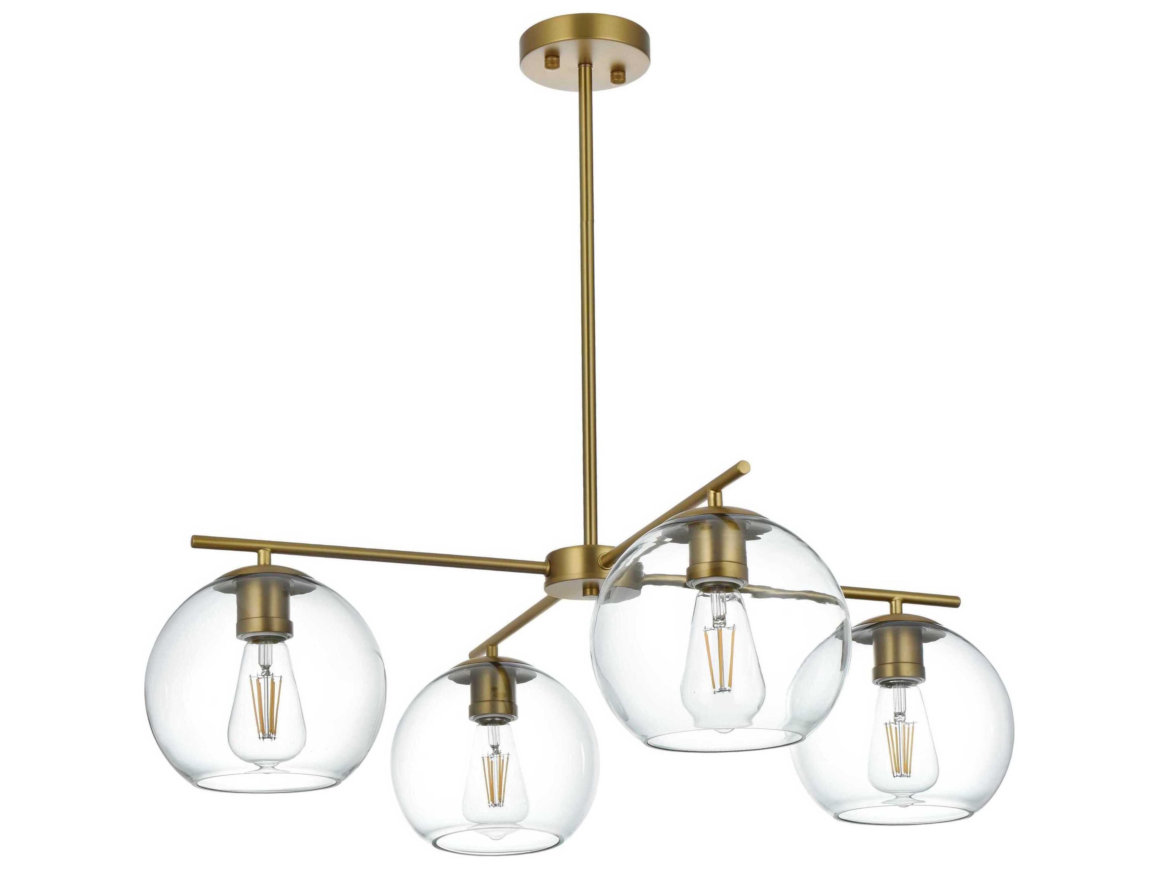 Elegant Lighting Opus 4-Light Satin Gold Globe Chandelier