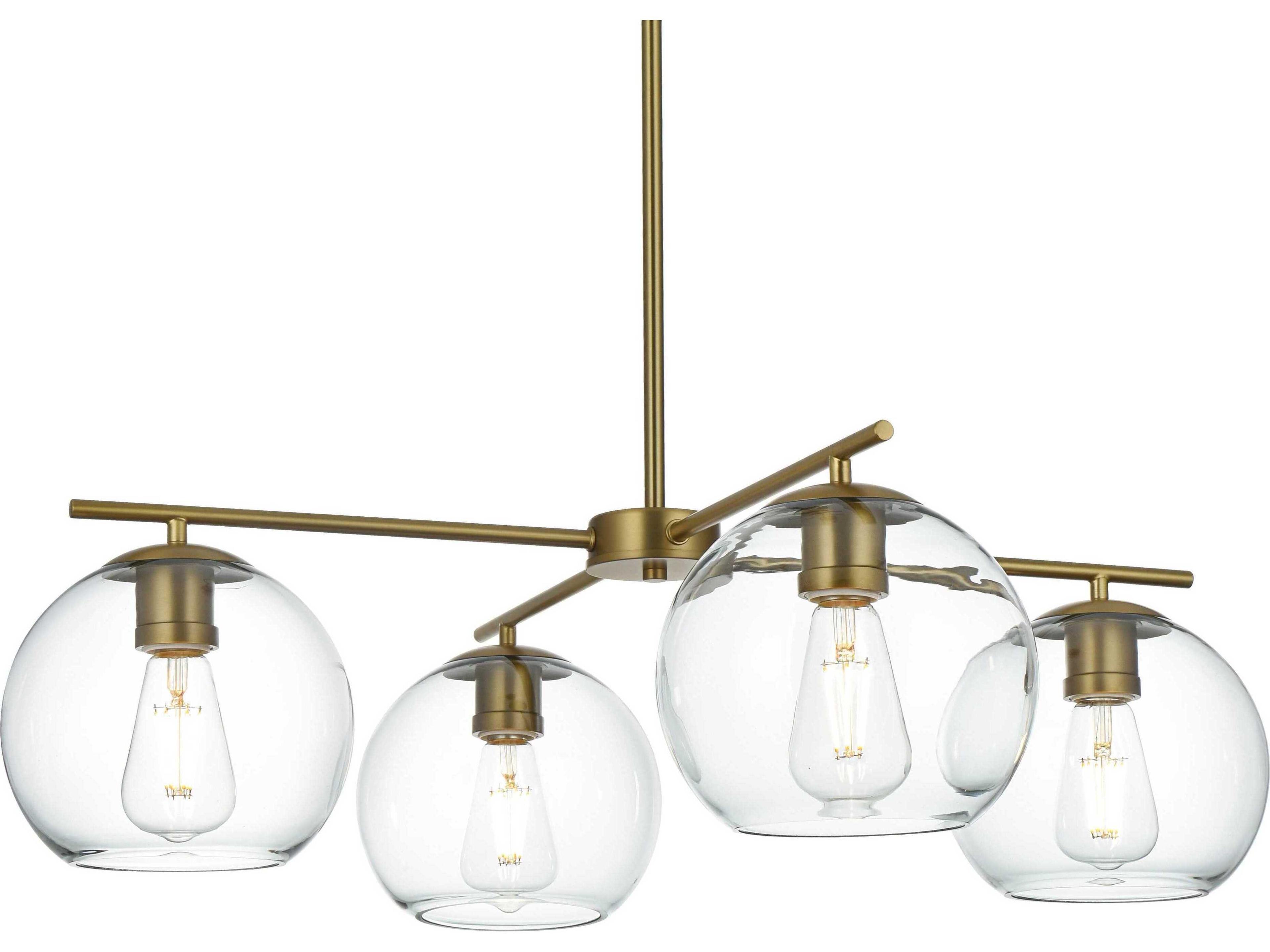 Elegant Lighting Opus 4-Light Satin Gold Globe Chandelier