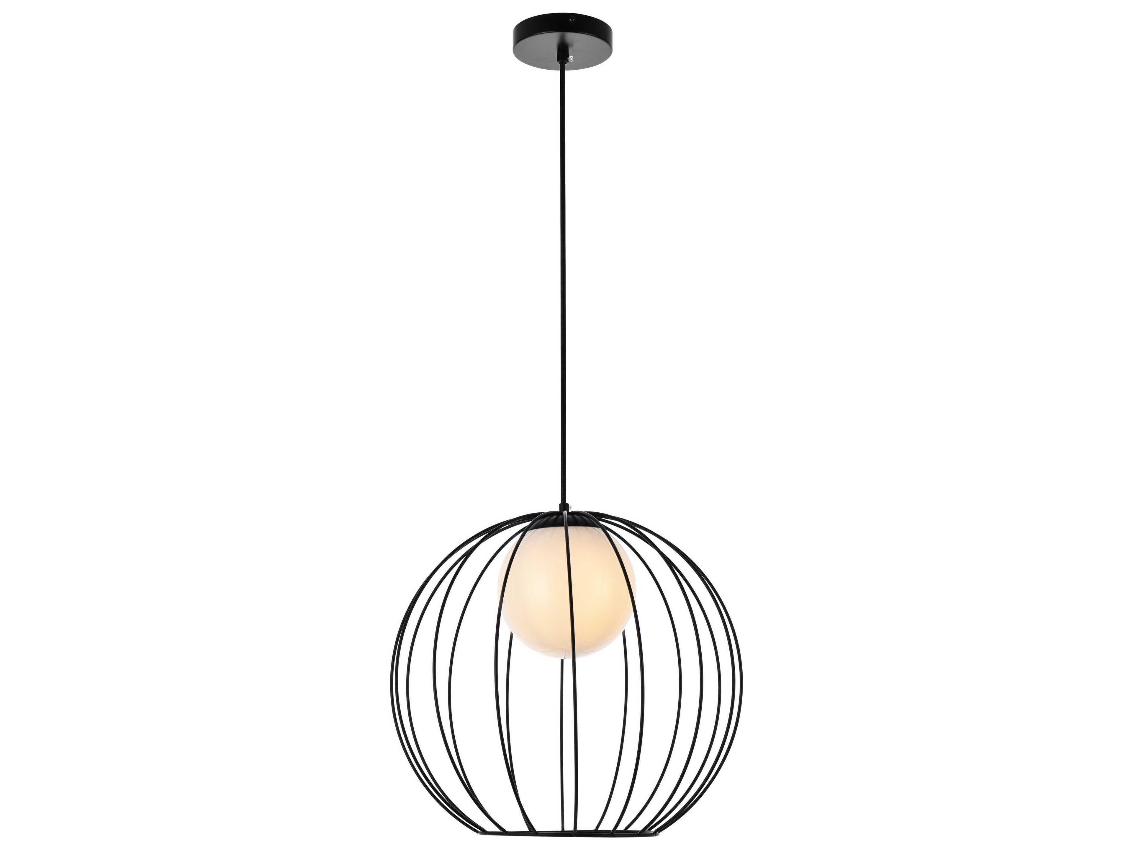 Wetzel 1-Light Black And White Glass Globe Pendant