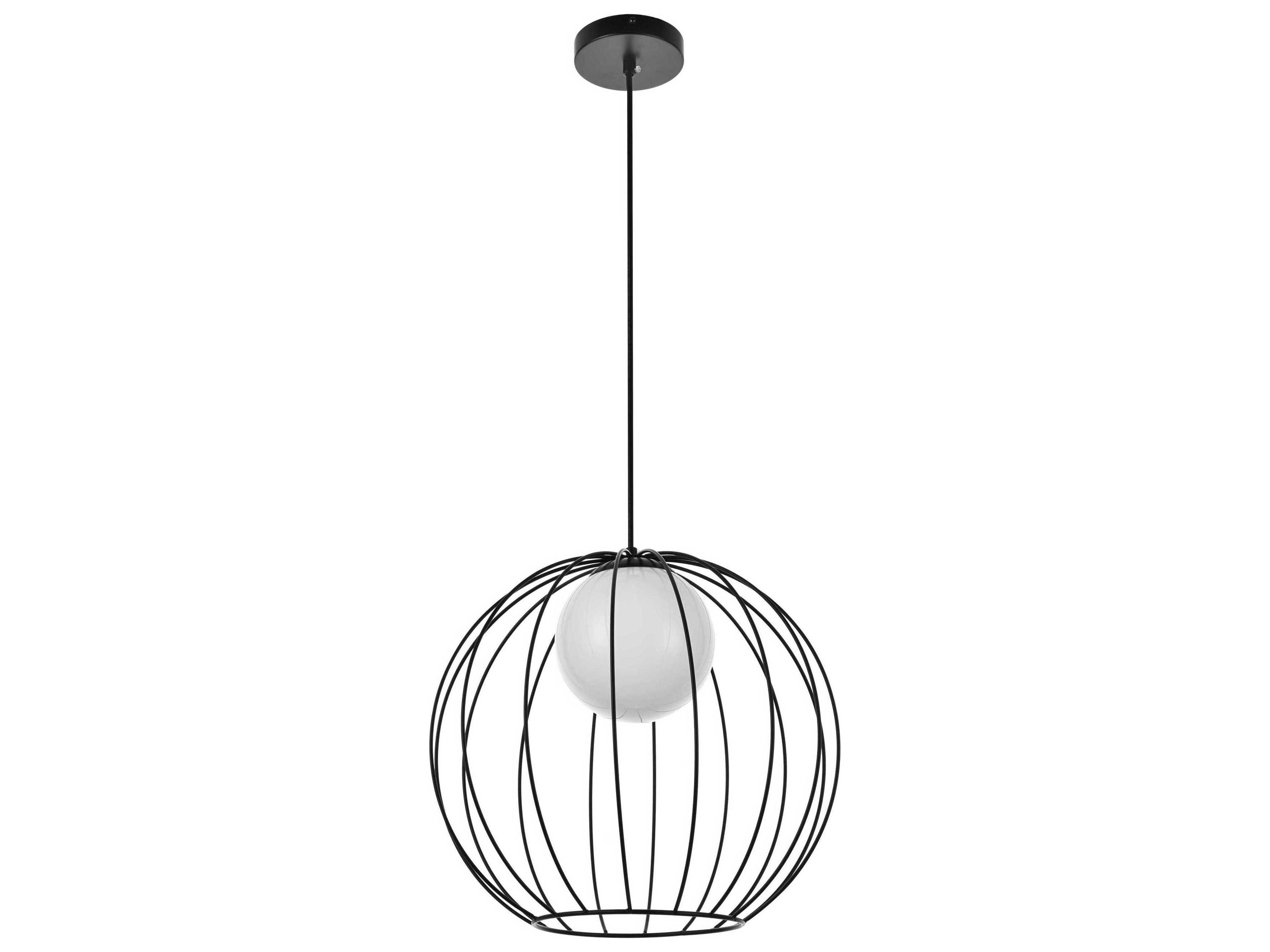 Elegant Lighting Wetzel 1-Light Black And White Glass Globe Pendant