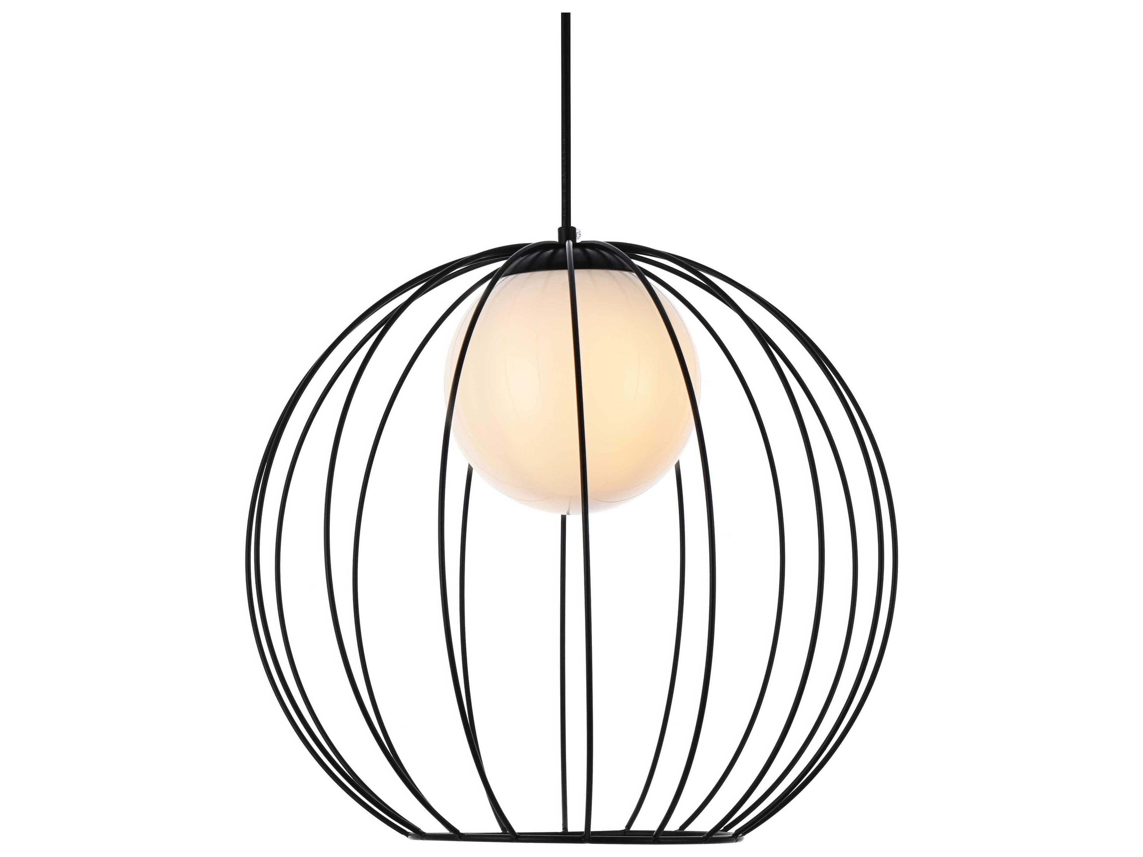 Elegant Lighting Wetzel 1-Light Black And White Glass Globe Pendant